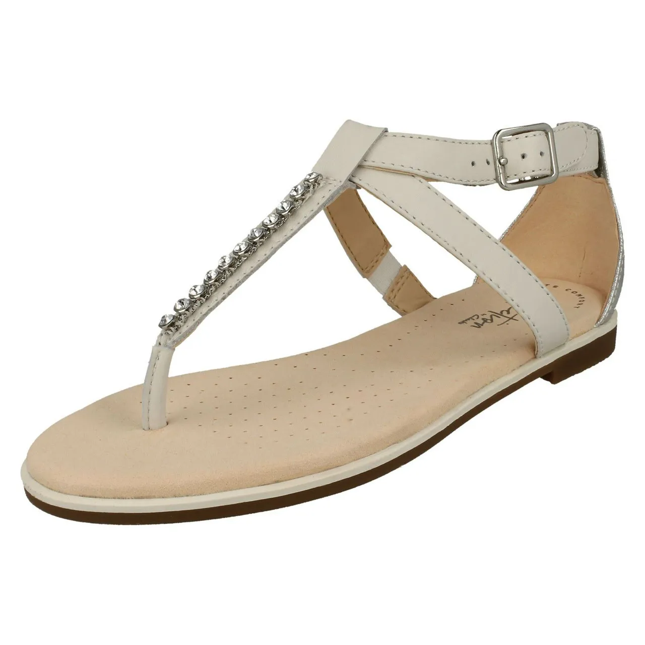 Ladies Clarks Toe Post Sandals Bay Poppy