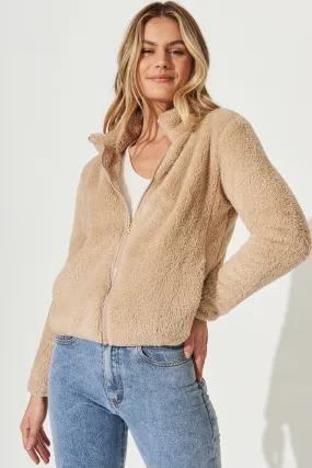 Linea Fluffy Jacket In Beige