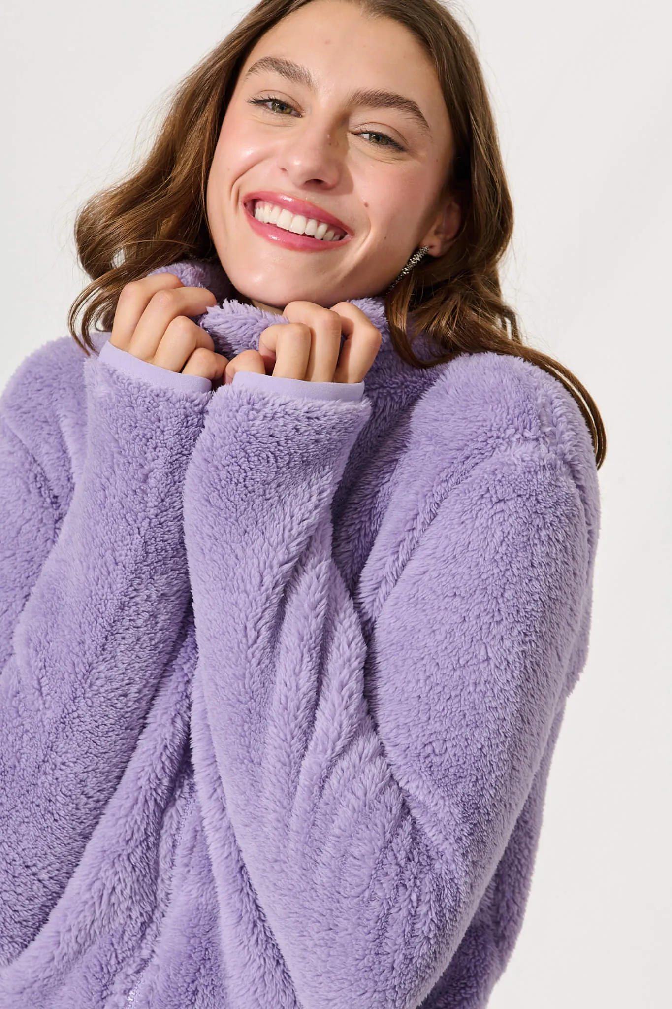 Linea Fluffy Jacket In Purple