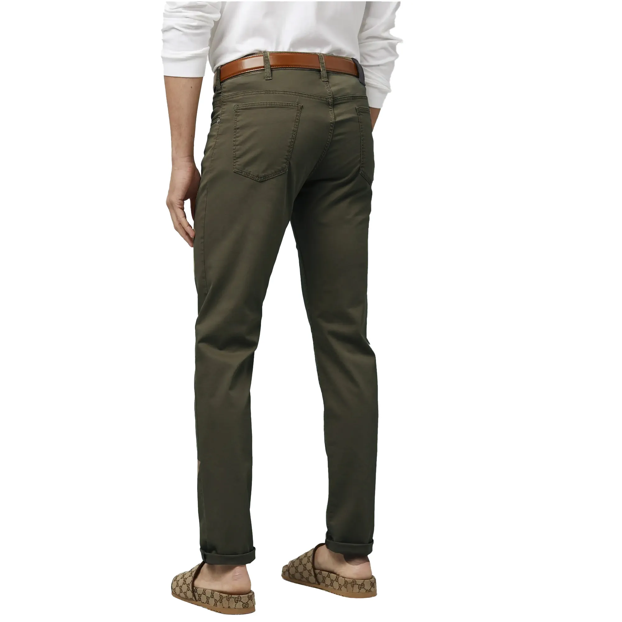 M5 Five Pocket Olive Slim Perfect Fit Jeans | Menswear Online