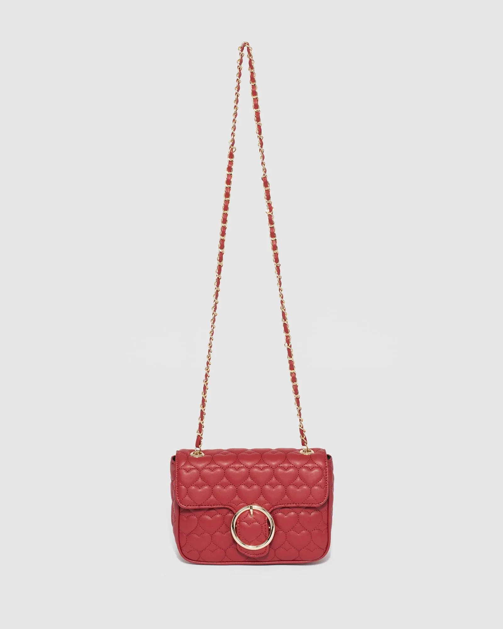 Maeve Red Buckle Crossbody Bag