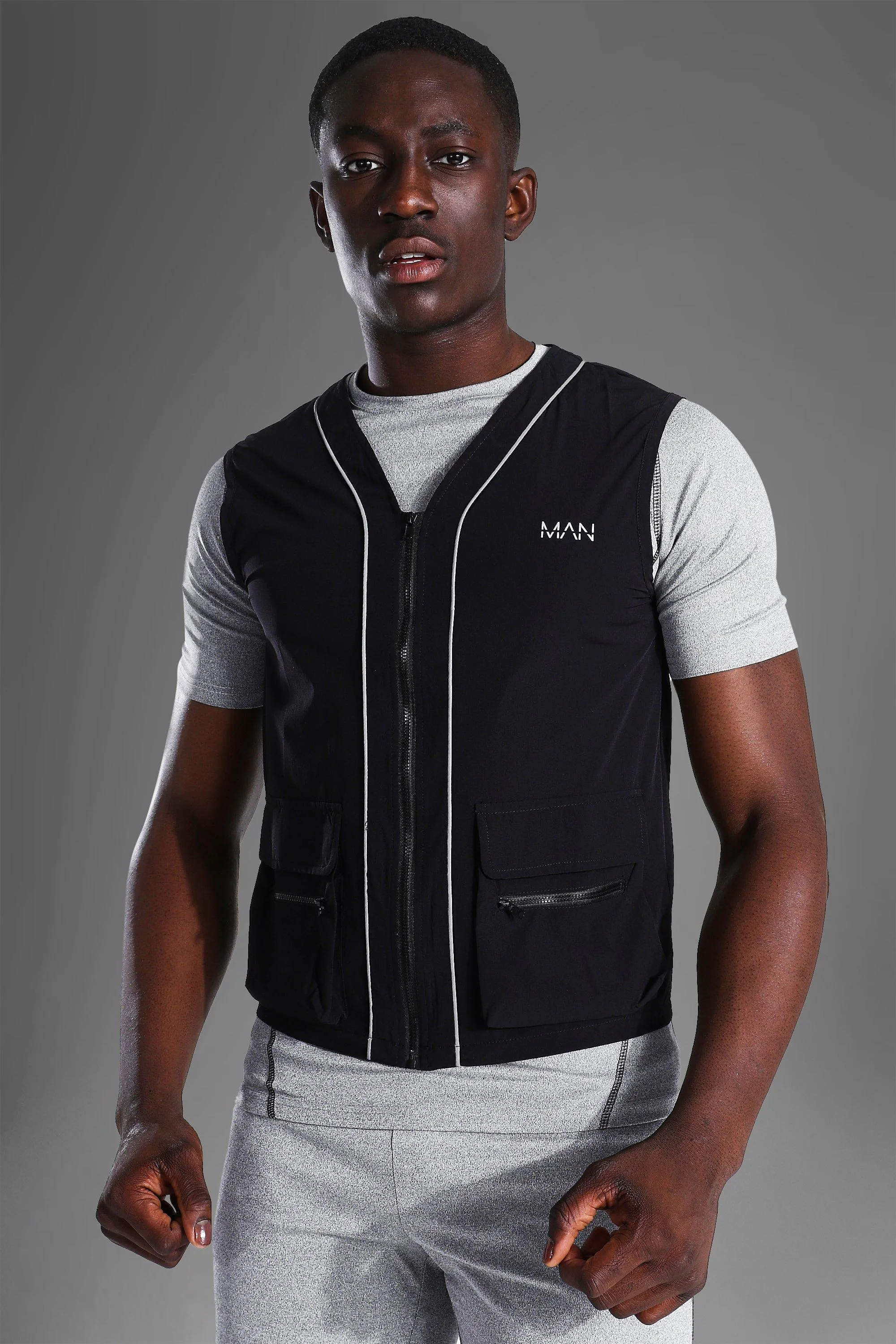 Man Active Gym Lightweight Cargo Vest | boohooMAN UK