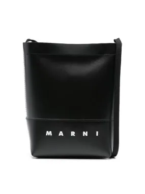 Marni Black logo print shoulder bag