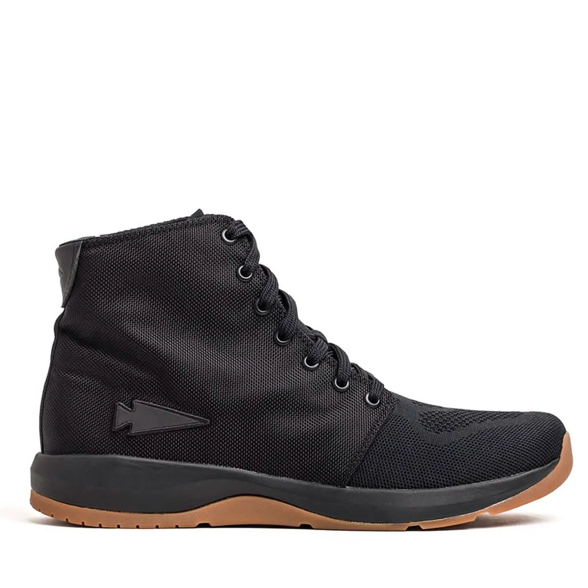 Men's Ballistic Trainers - Mid Top - Black + Gum w/ Black Reflective Spearhead