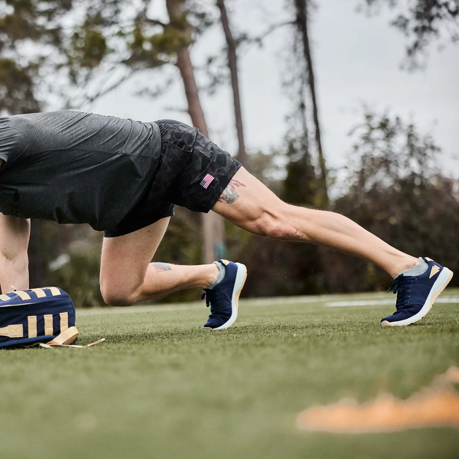 Men’s Ballistic Trainers - Navy + White + Gold W/ Gold Reflective Spearhead