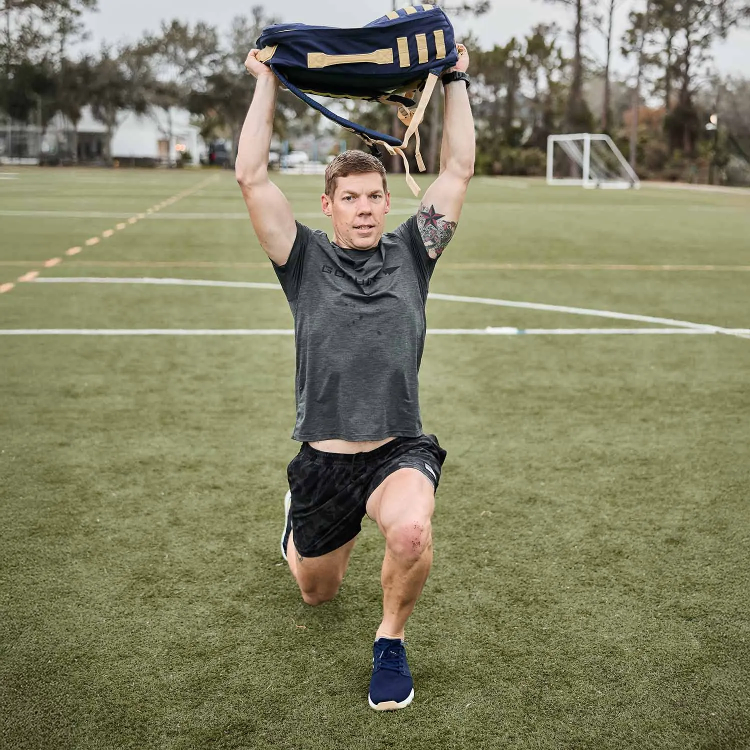 Men’s Ballistic Trainers - Navy + White + Gold W/ Gold Reflective Spearhead