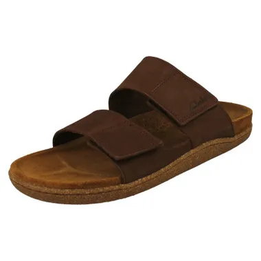 Mens Clarks Hook & Loop Adjustable Mule Sandals - Pilton Strap