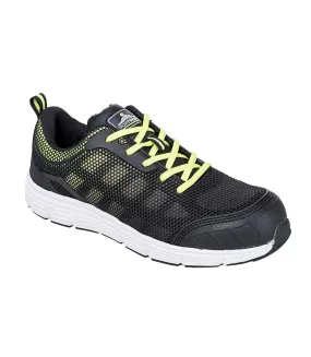 Mens steelite tove safety trainers black/green Portwest