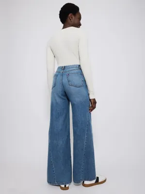 Mid Wash Super Wide Leg Jeans | Women | George at ASDA