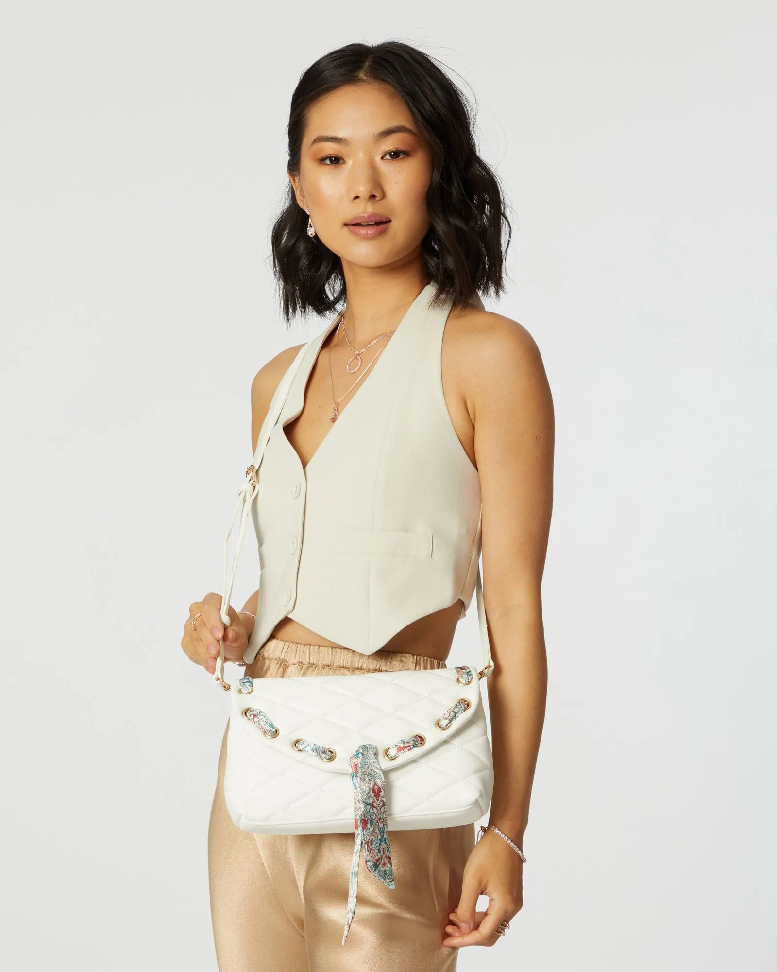 Mirka Scarf White Crossbody Bag