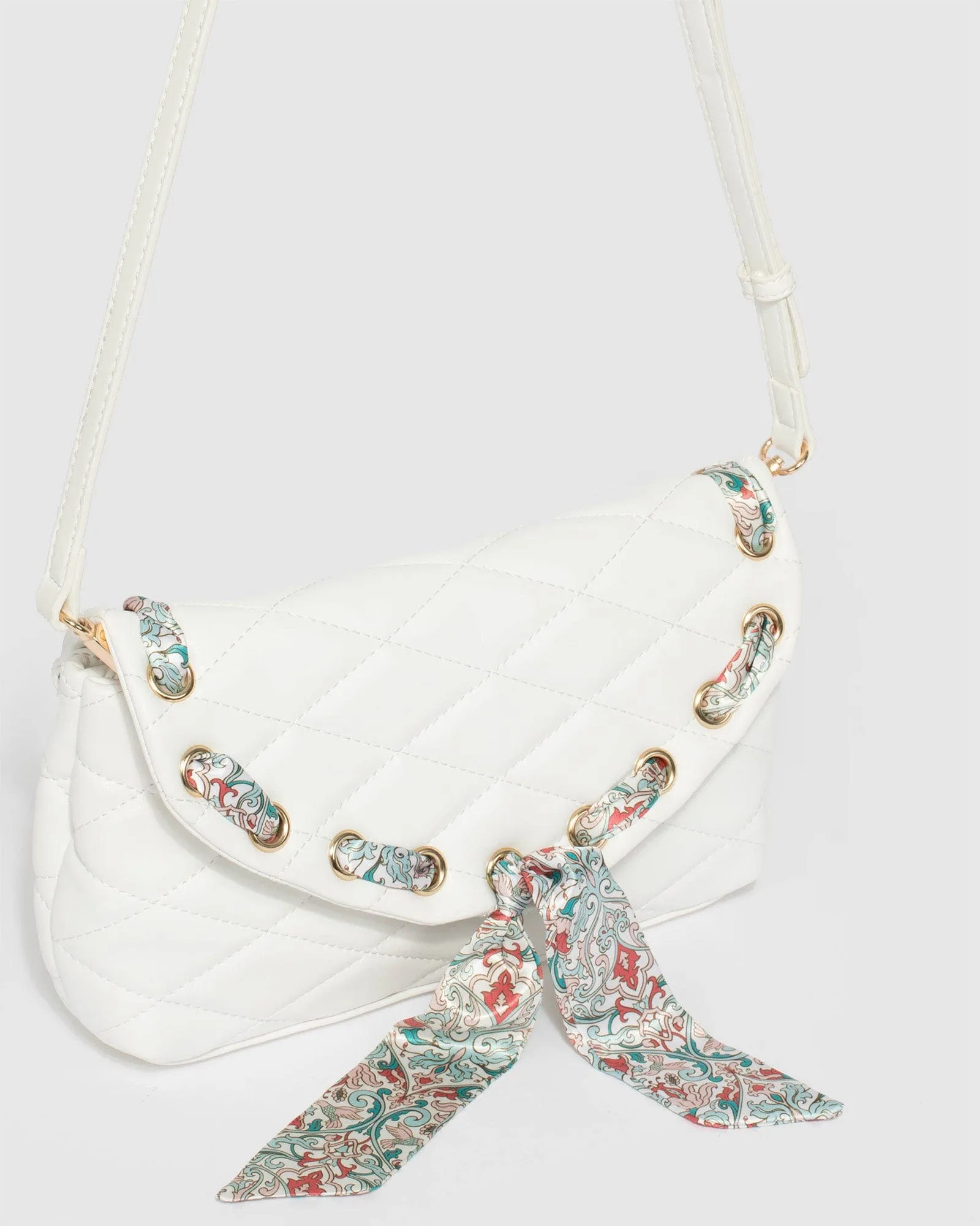 Mirka Scarf White Crossbody Bag