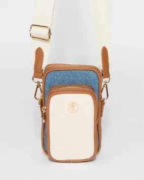 Multi Colour Koni Phone Denim Crossbody Bag