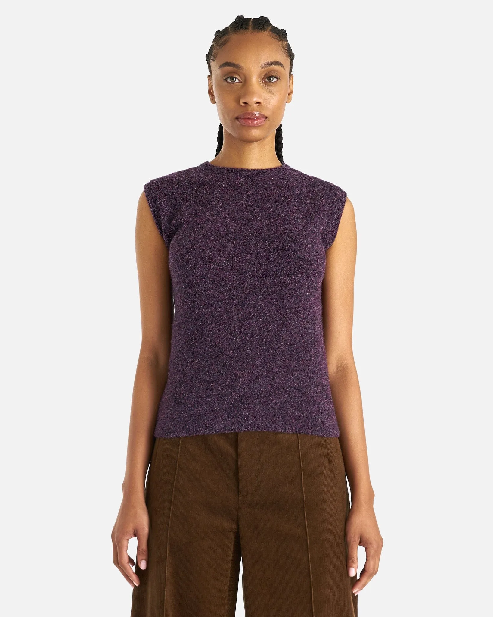 NAMACHEKO Prender Backless Vest in Aubergine Melange