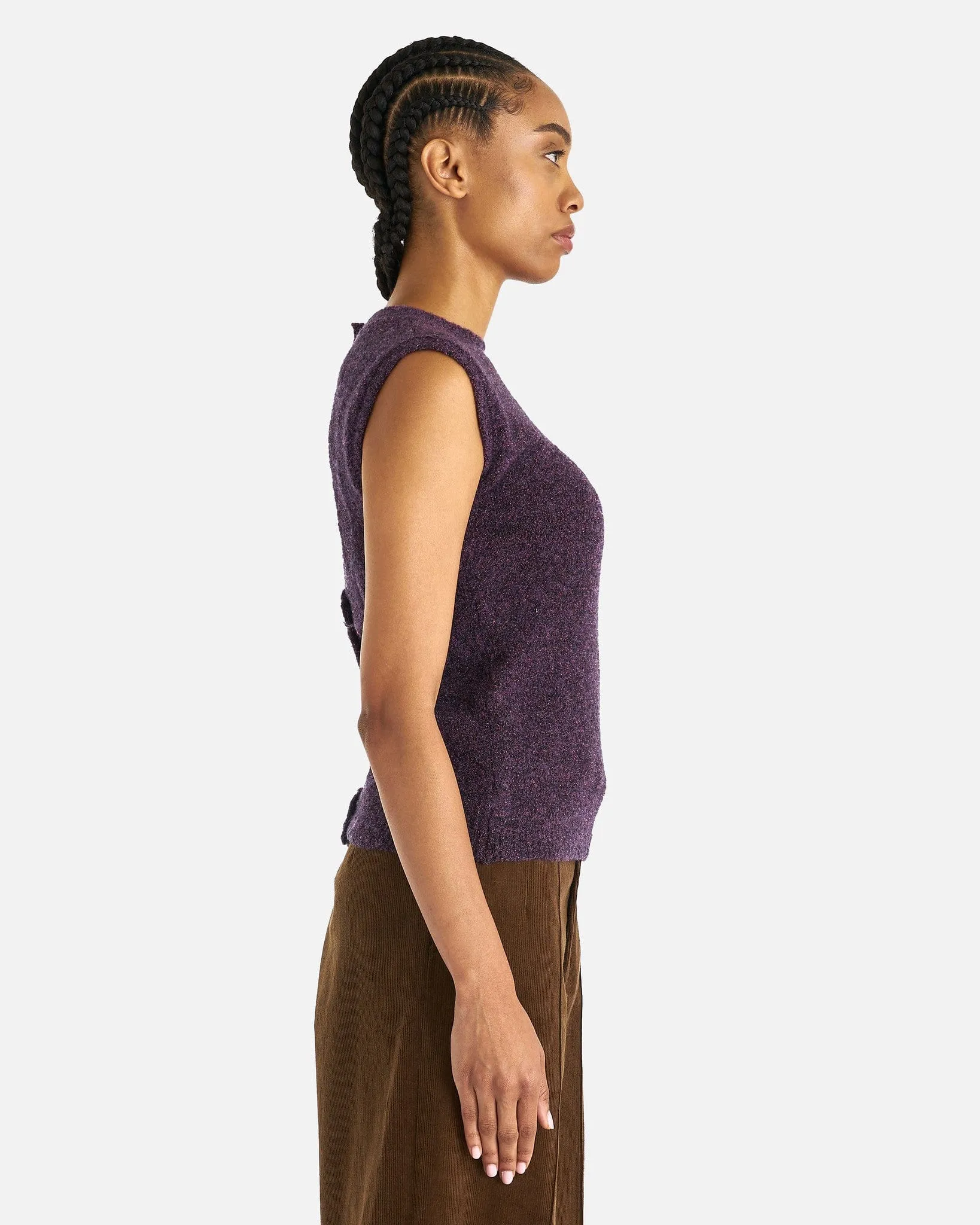 NAMACHEKO Prender Backless Vest in Aubergine Melange