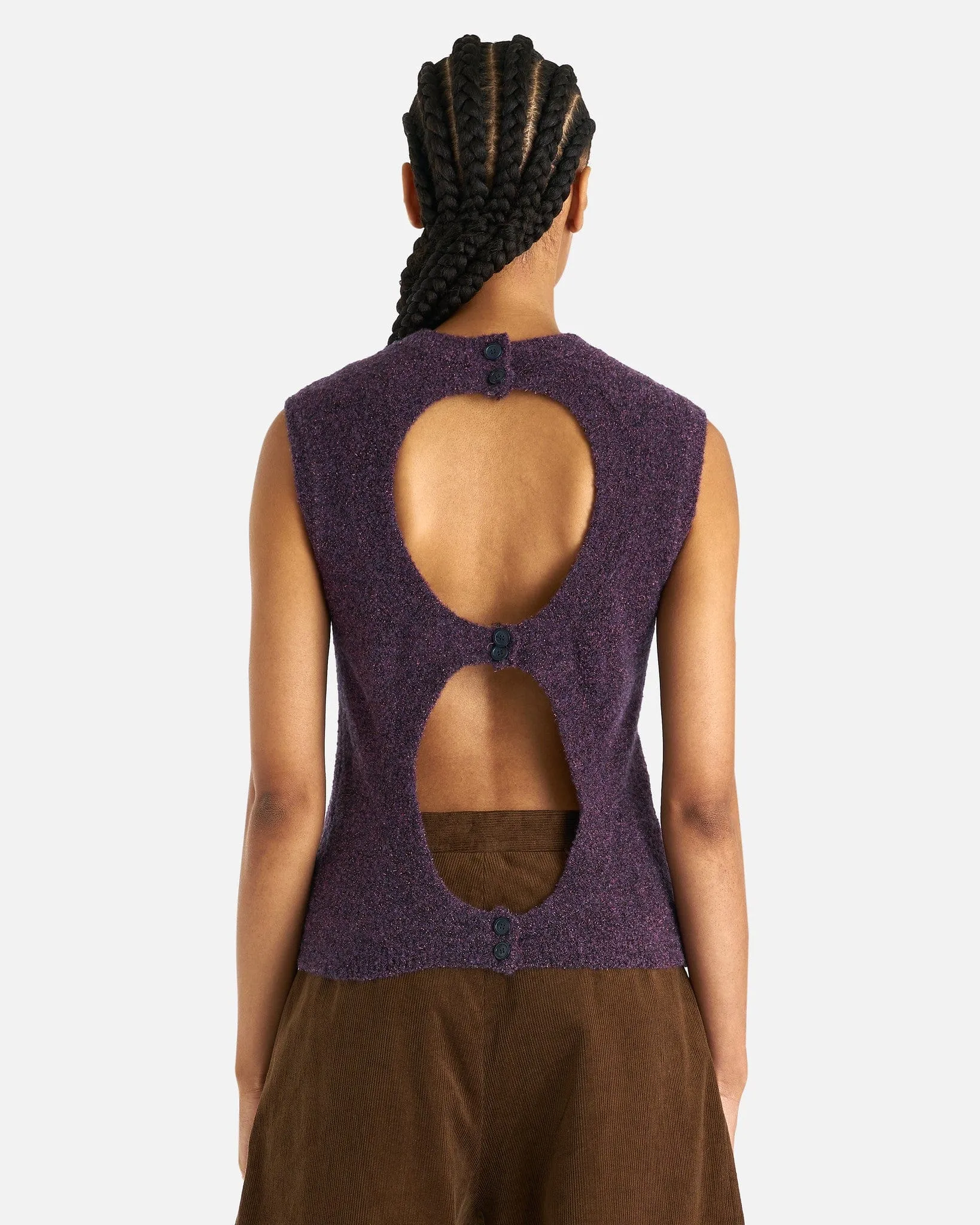 NAMACHEKO Prender Backless Vest in Aubergine Melange