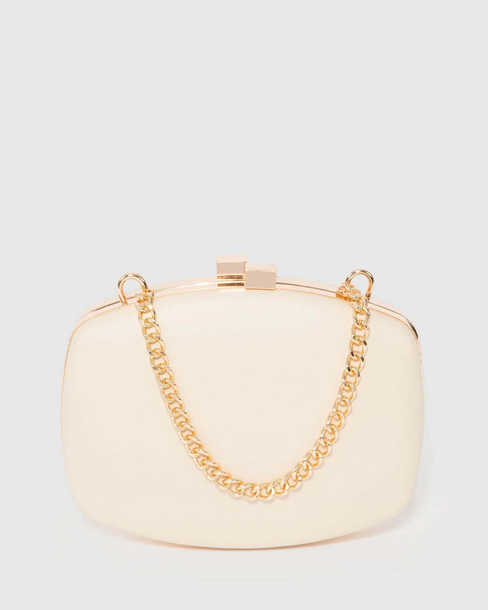 Natural Eden Chain Hardcase Clutch Bag