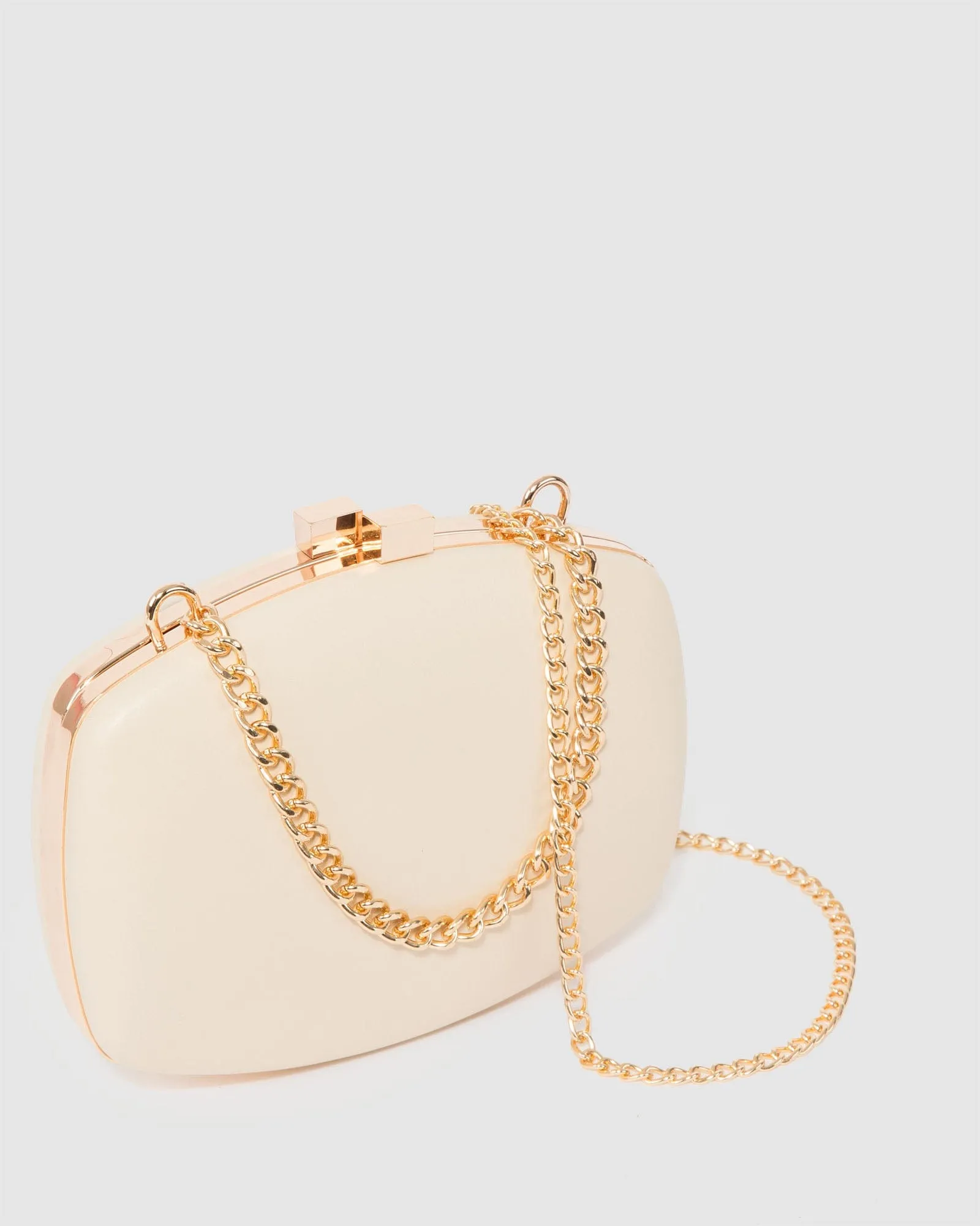 Natural Eden Chain Hardcase Clutch Bag