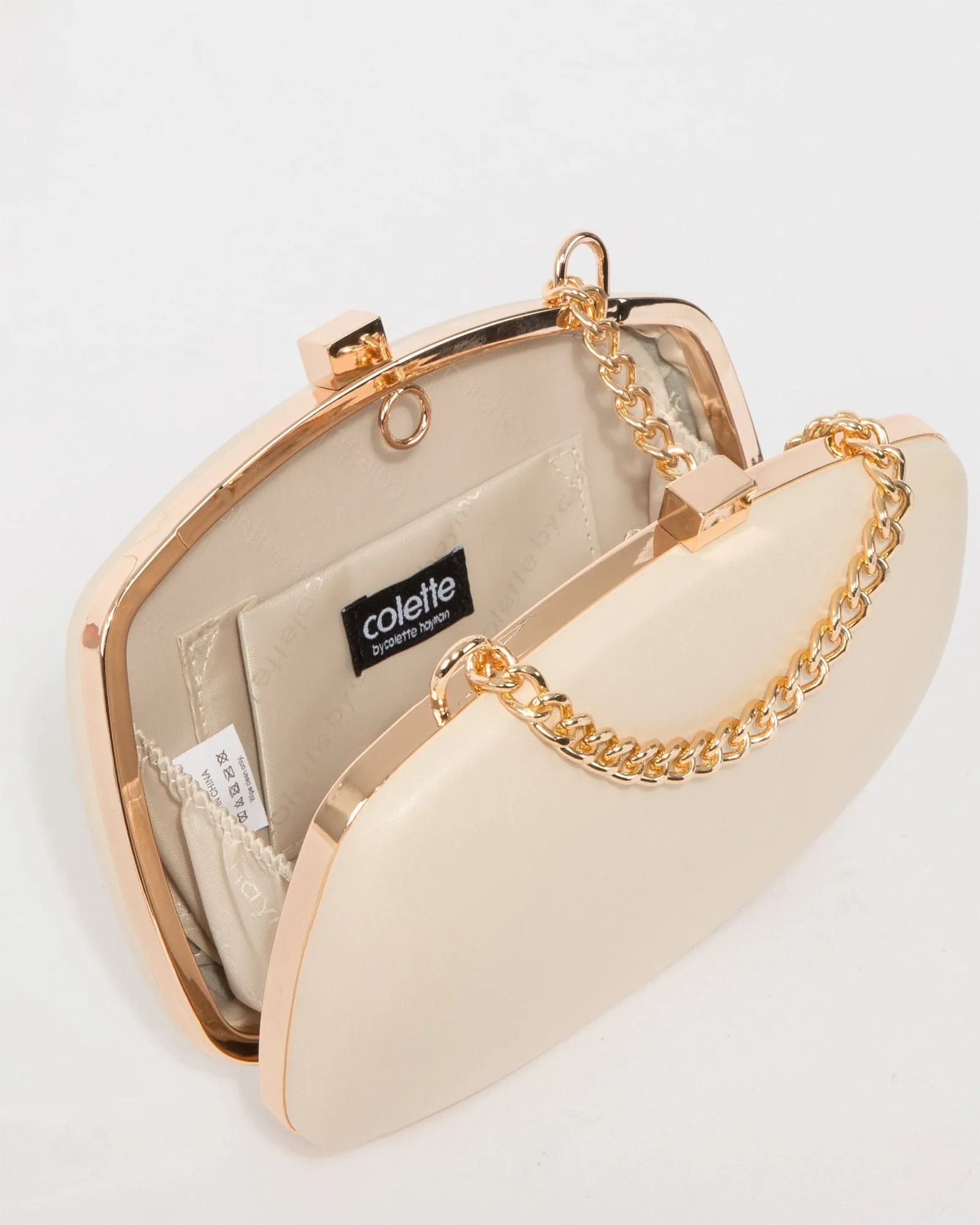 Natural Eden Chain Hardcase Clutch Bag