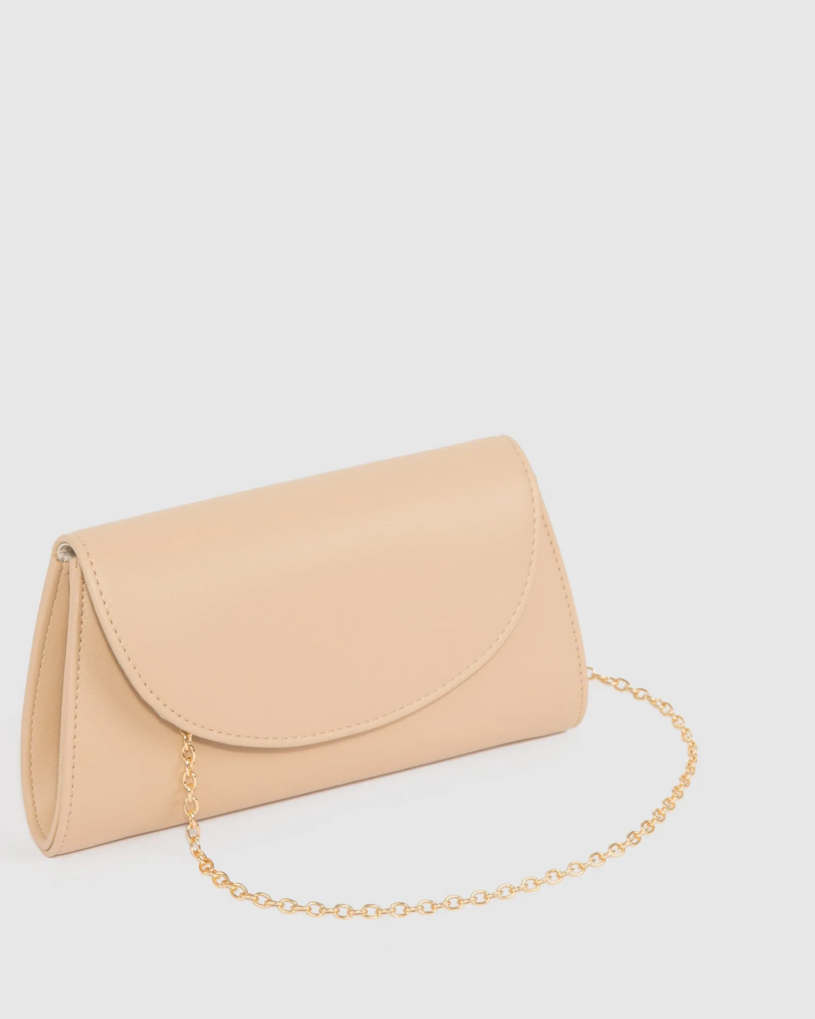 Natural Leaha Fold Over Clutch Bag