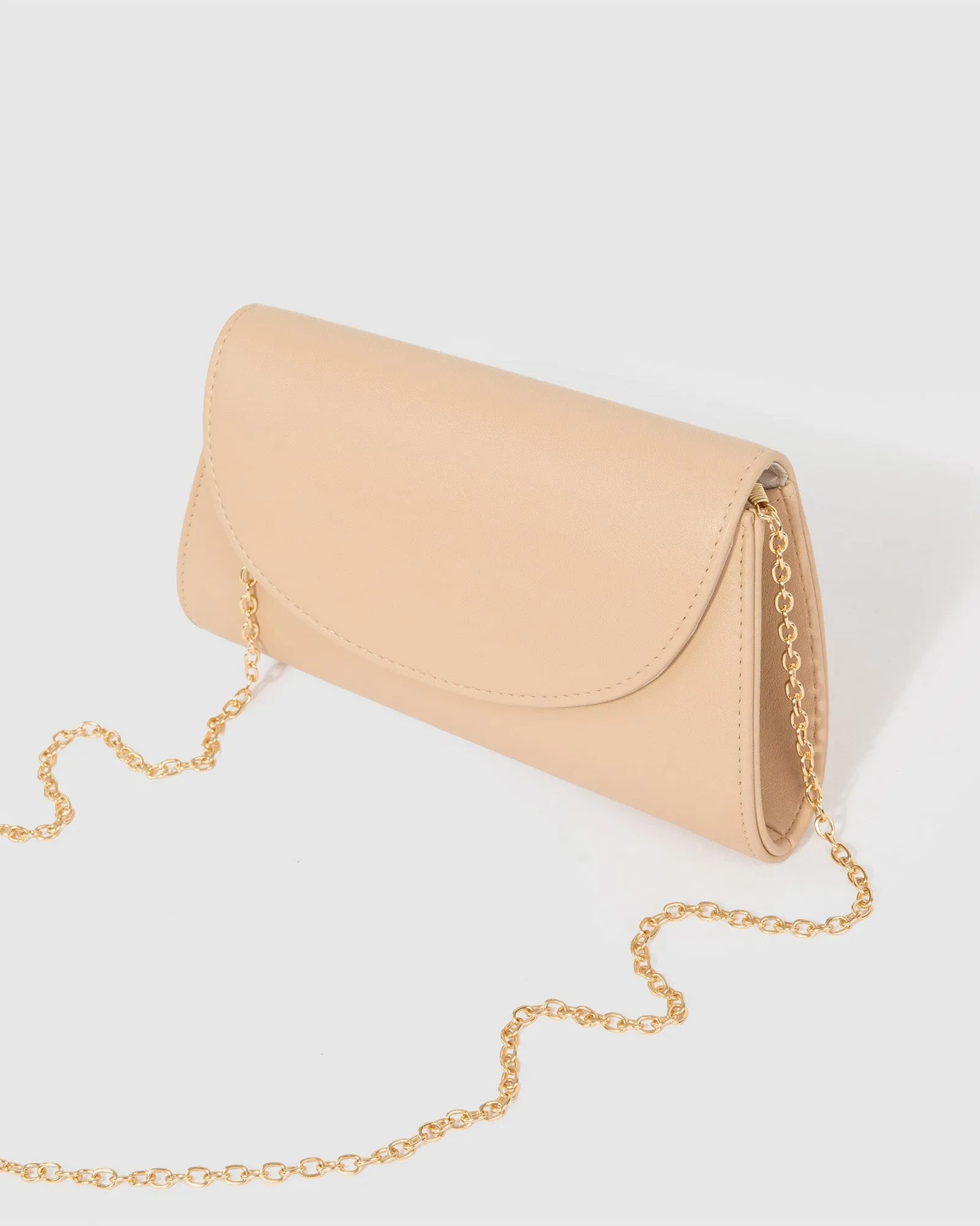 Natural Leaha Fold Over Clutch Bag