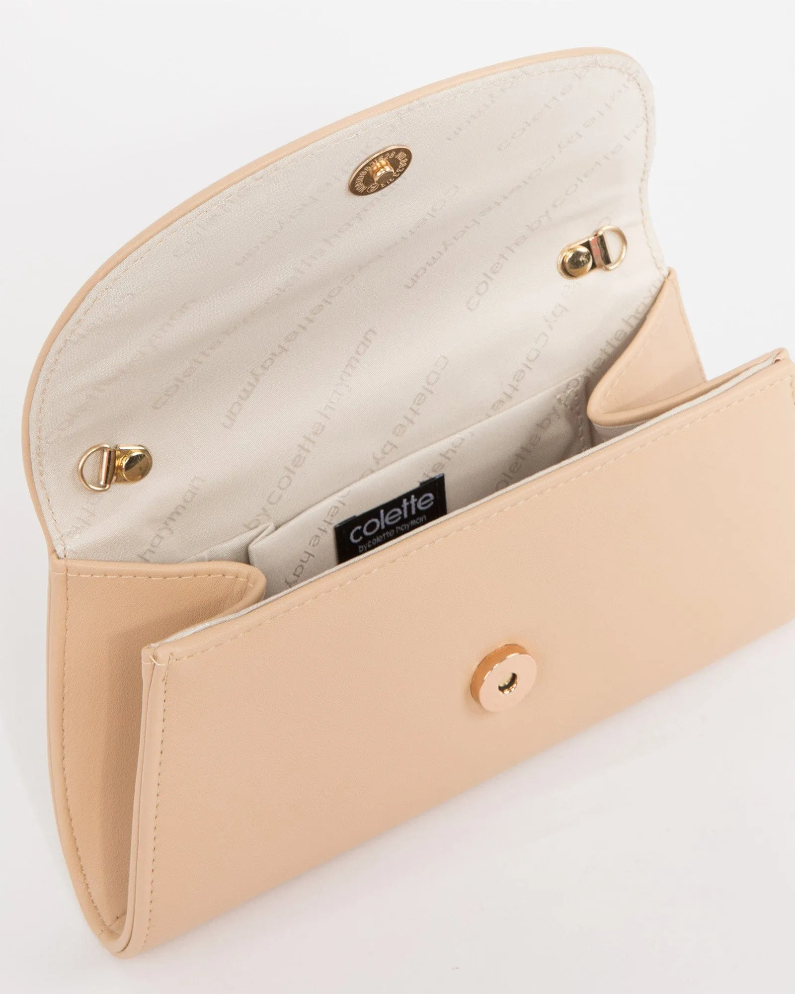 Natural Leaha Fold Over Clutch Bag