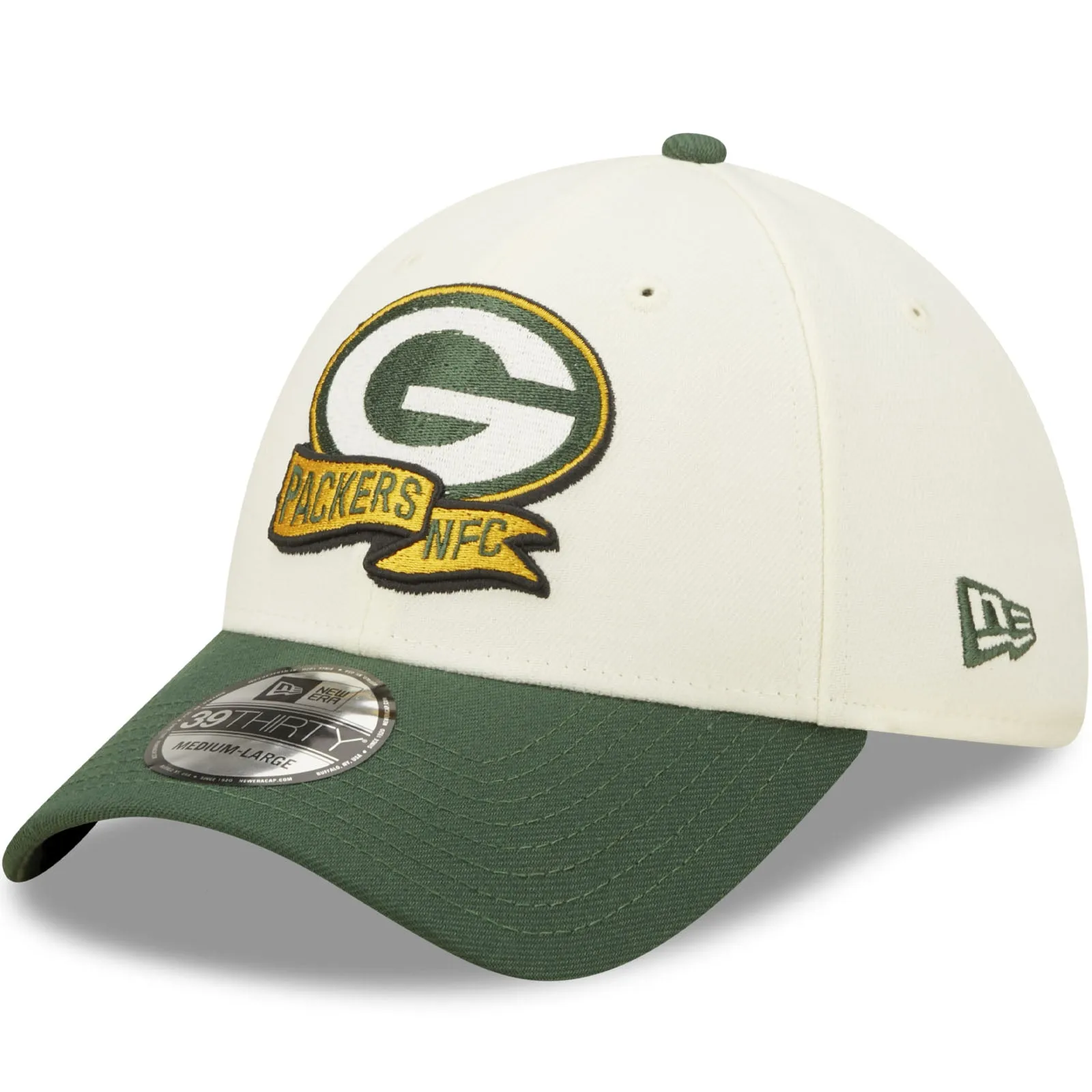 New Era Green Bay Packers NFL 39THIRTY Sideline 2022 Baseball Cap - White