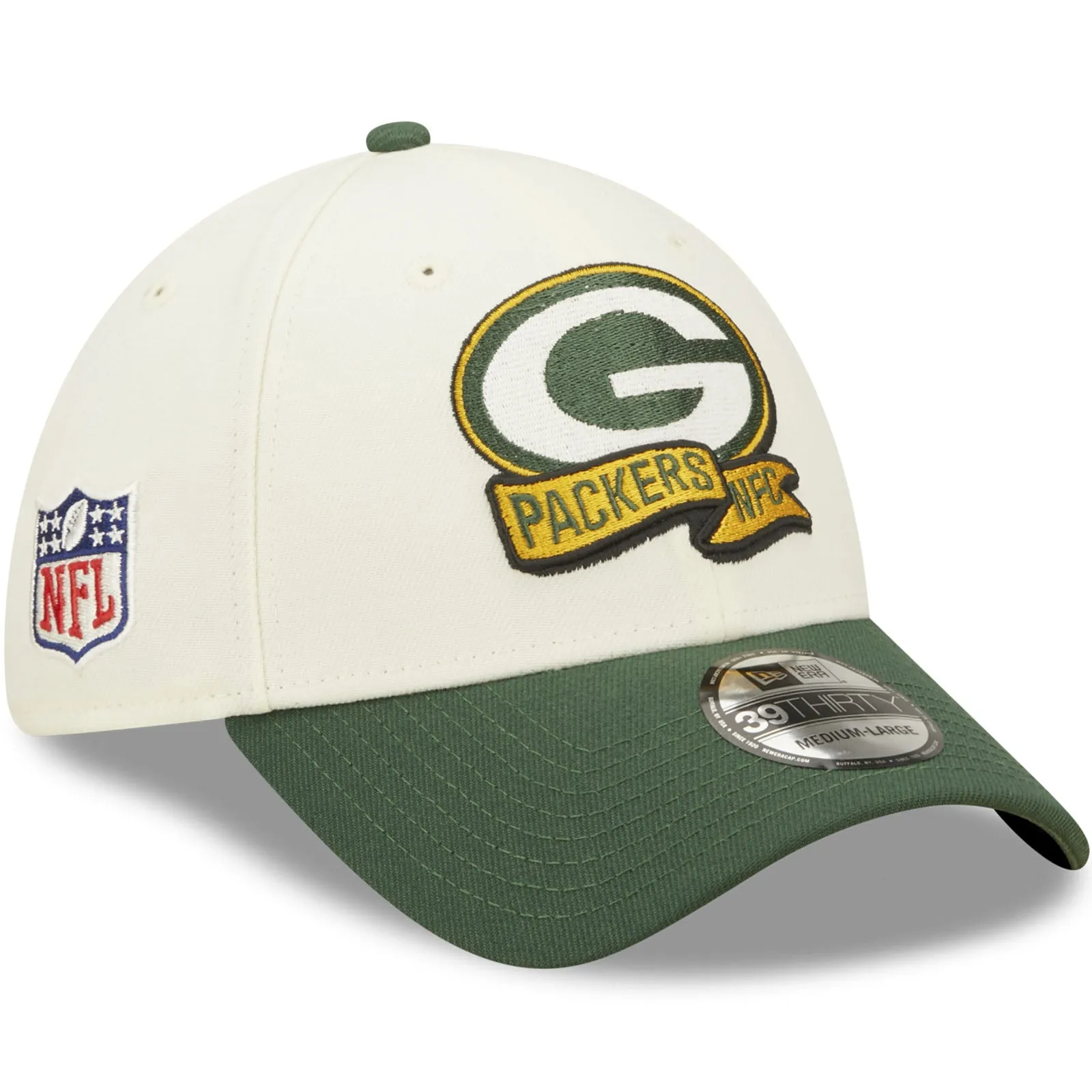 New Era Green Bay Packers NFL 39THIRTY Sideline 2022 Baseball Cap - White