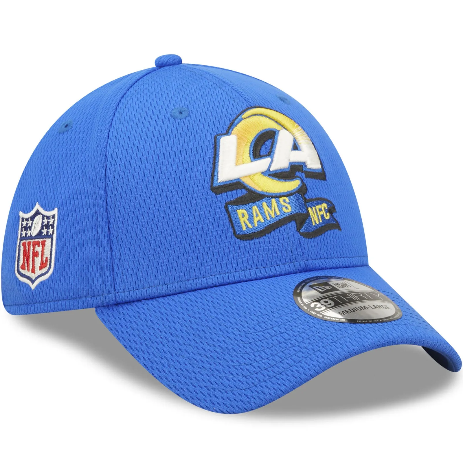 New Era Los Angeles Rams NFL 39THIRTY Sideline Coach 2022 Baseball Cap Blue