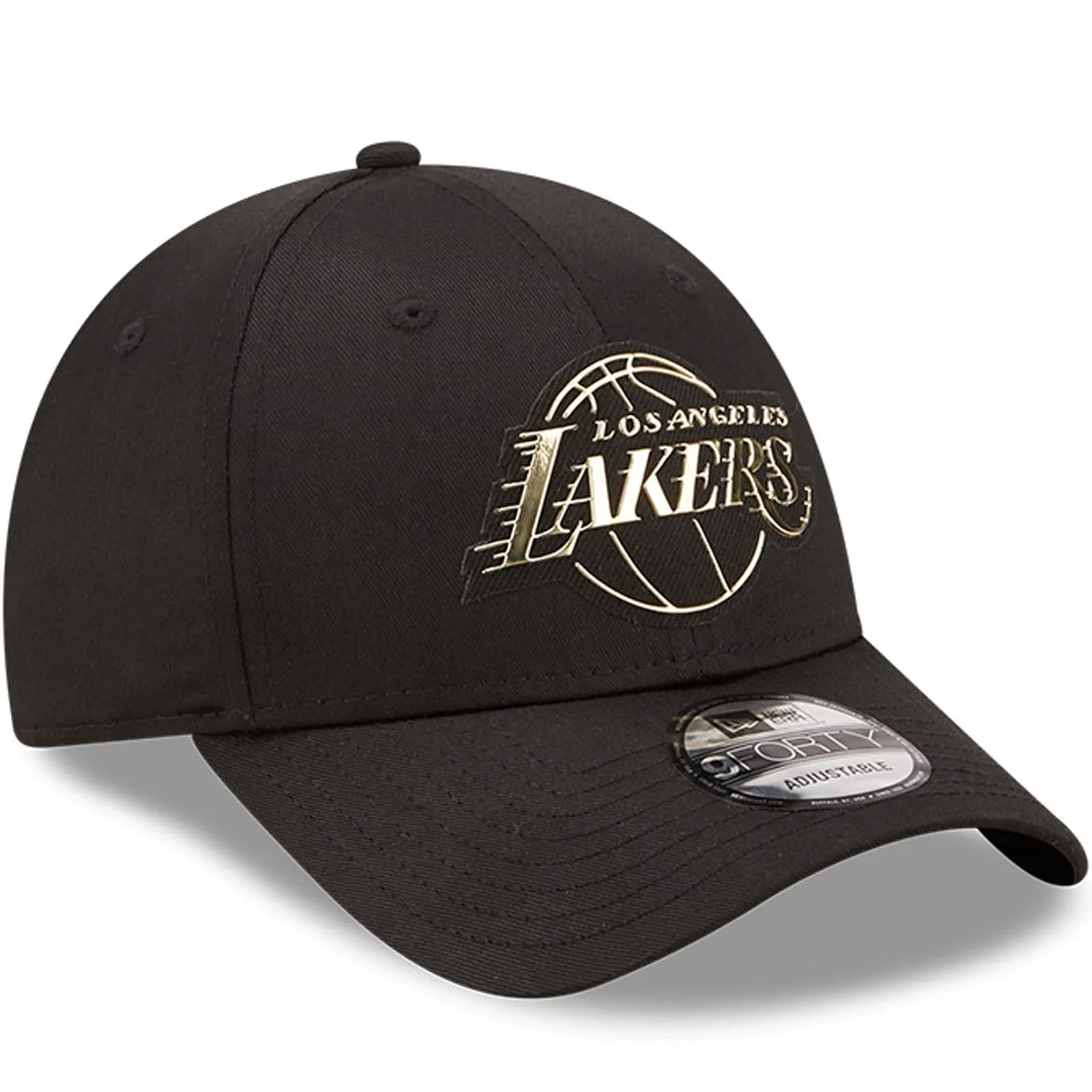 New Era Mens LA Lakers 9FORTY NBA Foil Logo Baseball Cap - Black