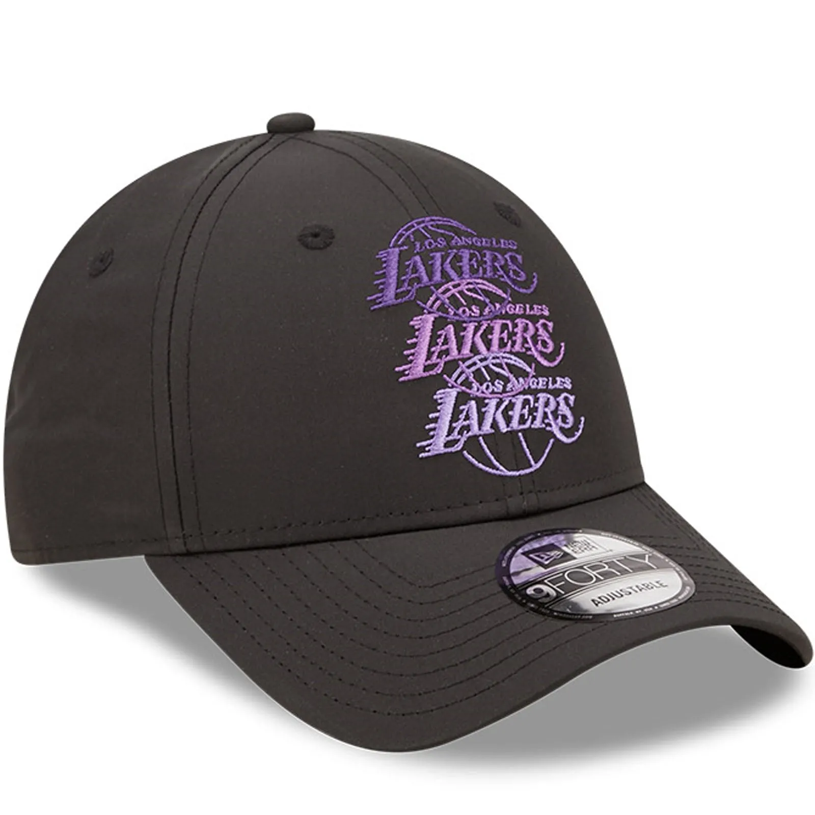 New Era Mens LA Lakers 9FORTY NBA Stacked Logo Baseball Cap - Black