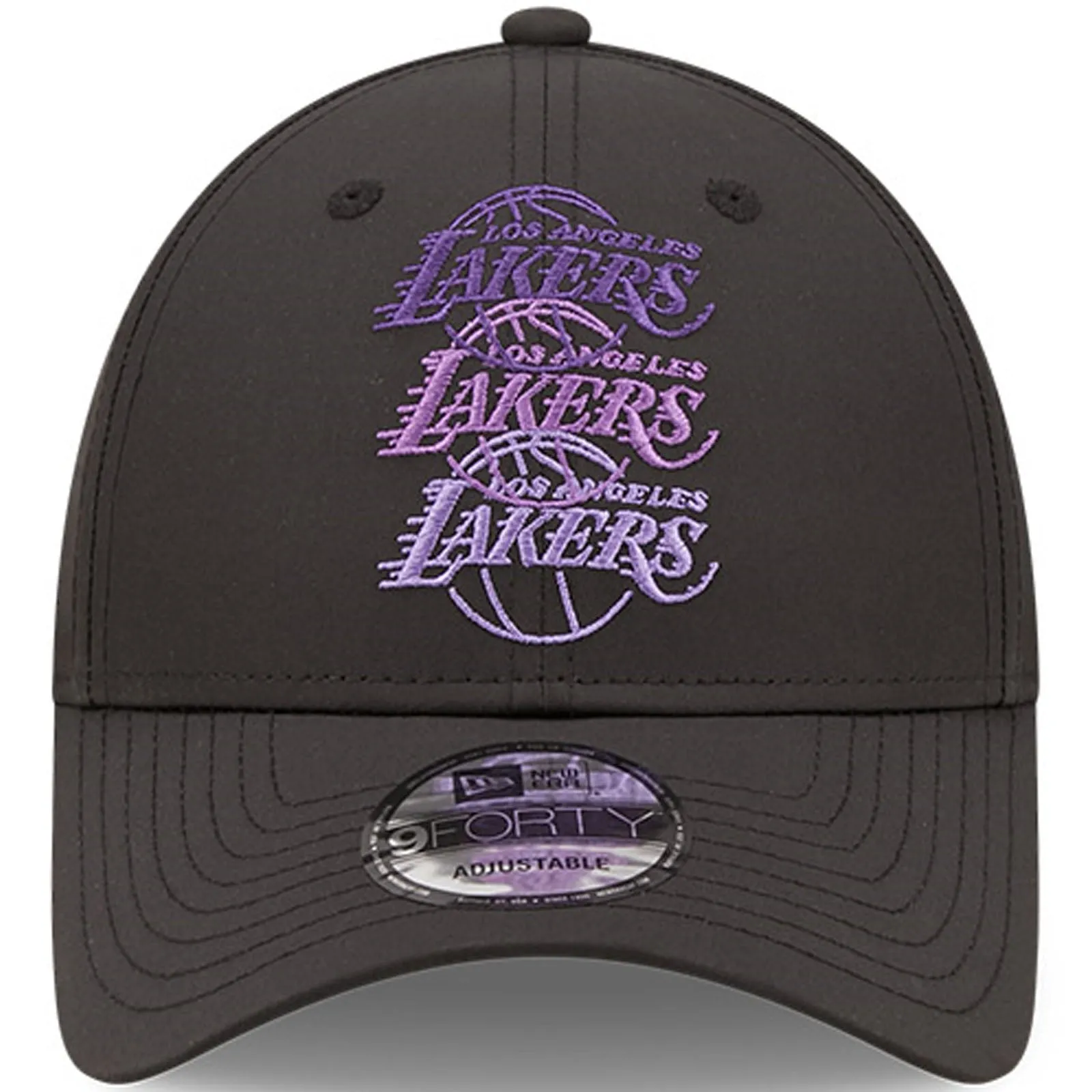 New Era Mens LA Lakers 9FORTY NBA Stacked Logo Baseball Cap - Black