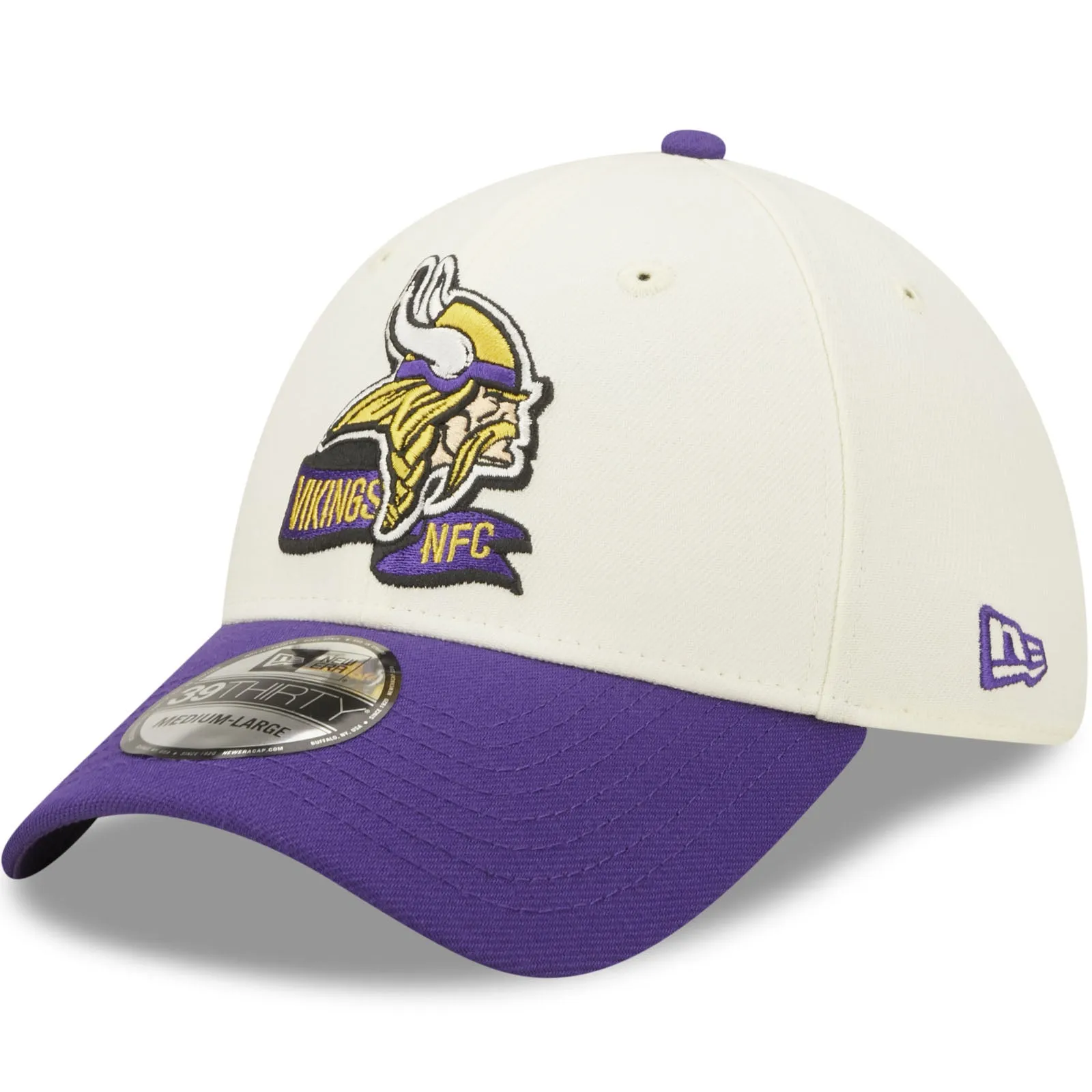 New Era Minnesota Vikings NFL 39THIRTY Sideline 2022 Baseball Cap - White