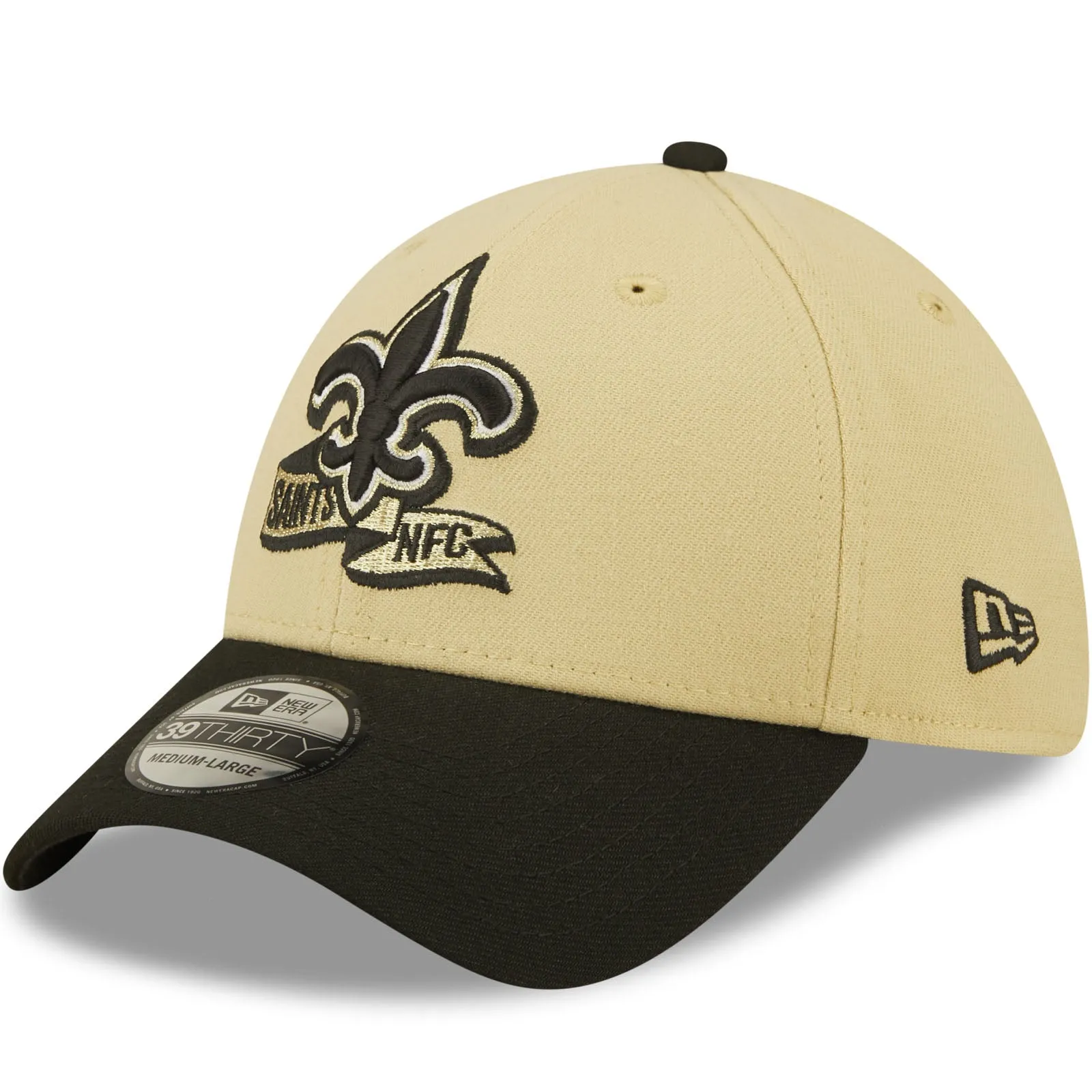 New Era New Orleans Saints NFL 2022 Sideline 39THIRTY Baseball Cap - Cream