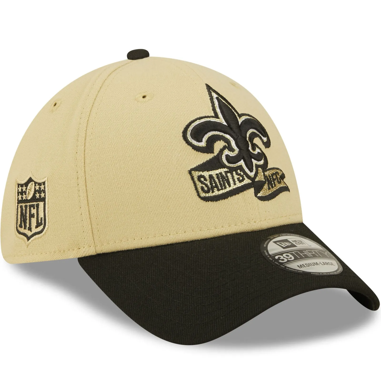 New Era New Orleans Saints NFL 2022 Sideline 39THIRTY Baseball Cap - Cream