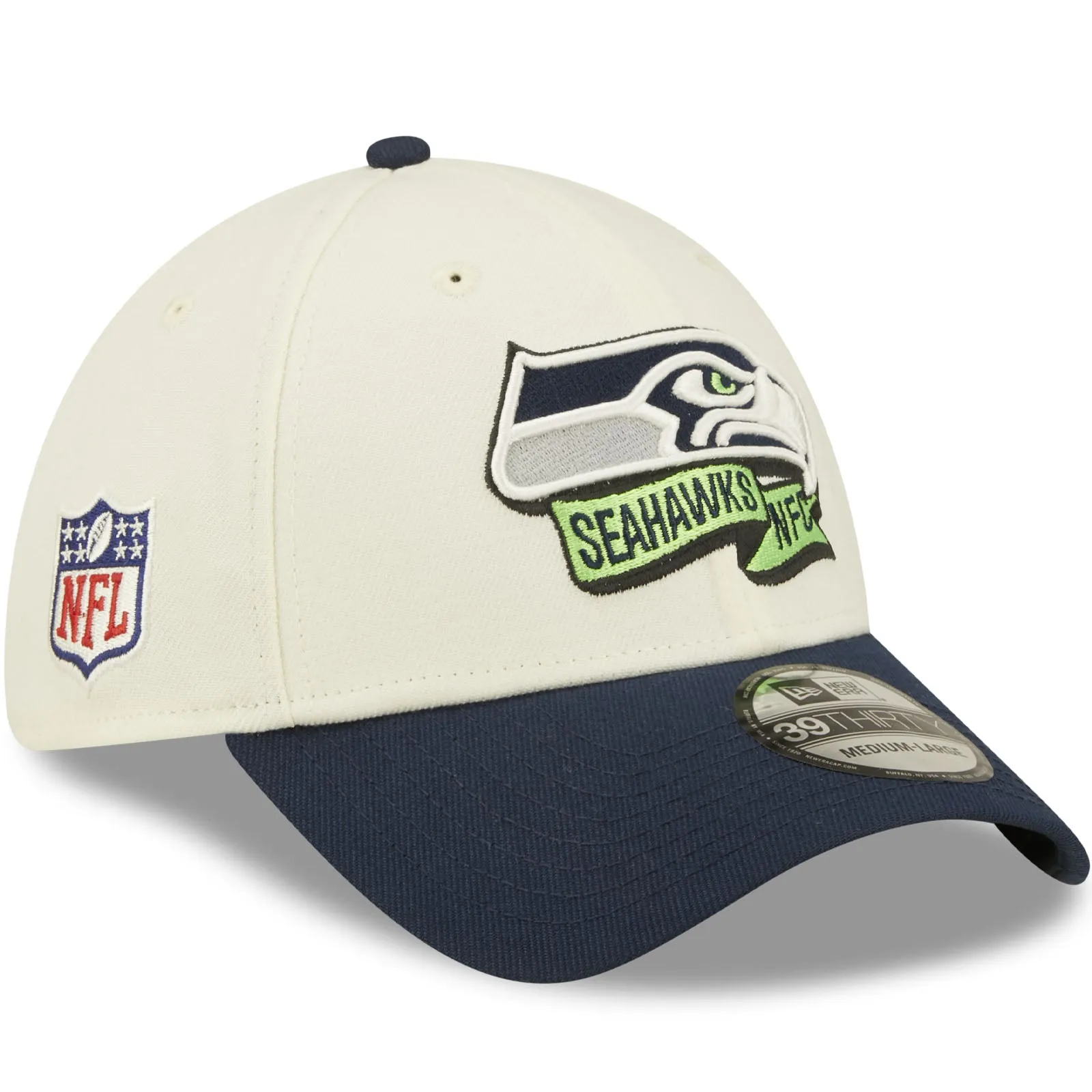 New Era Seattle Seahawks NFL 39THIRTY Sideline 2022 Baseball Cap - White