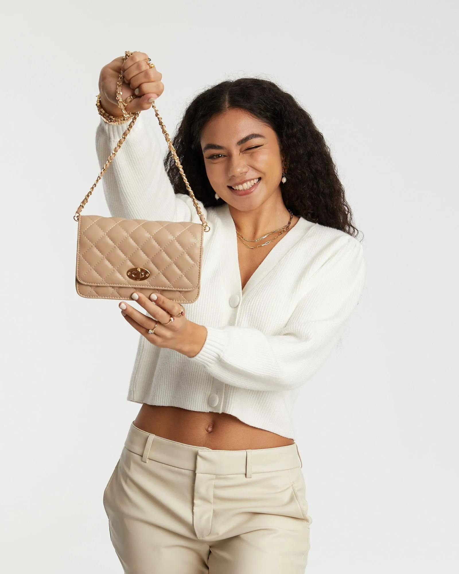 Nude Eboni Quilted Crossbody Bag