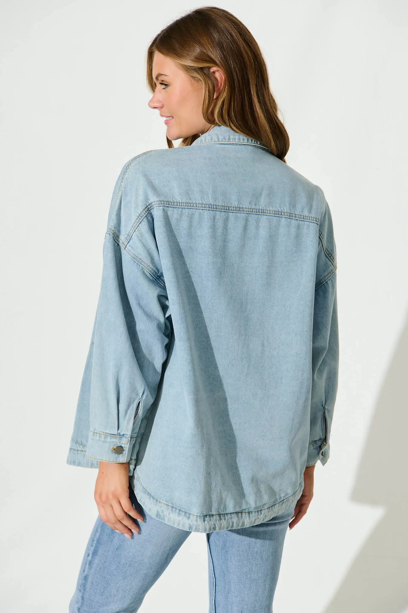 Ollie Denim Jacket In Light Blue