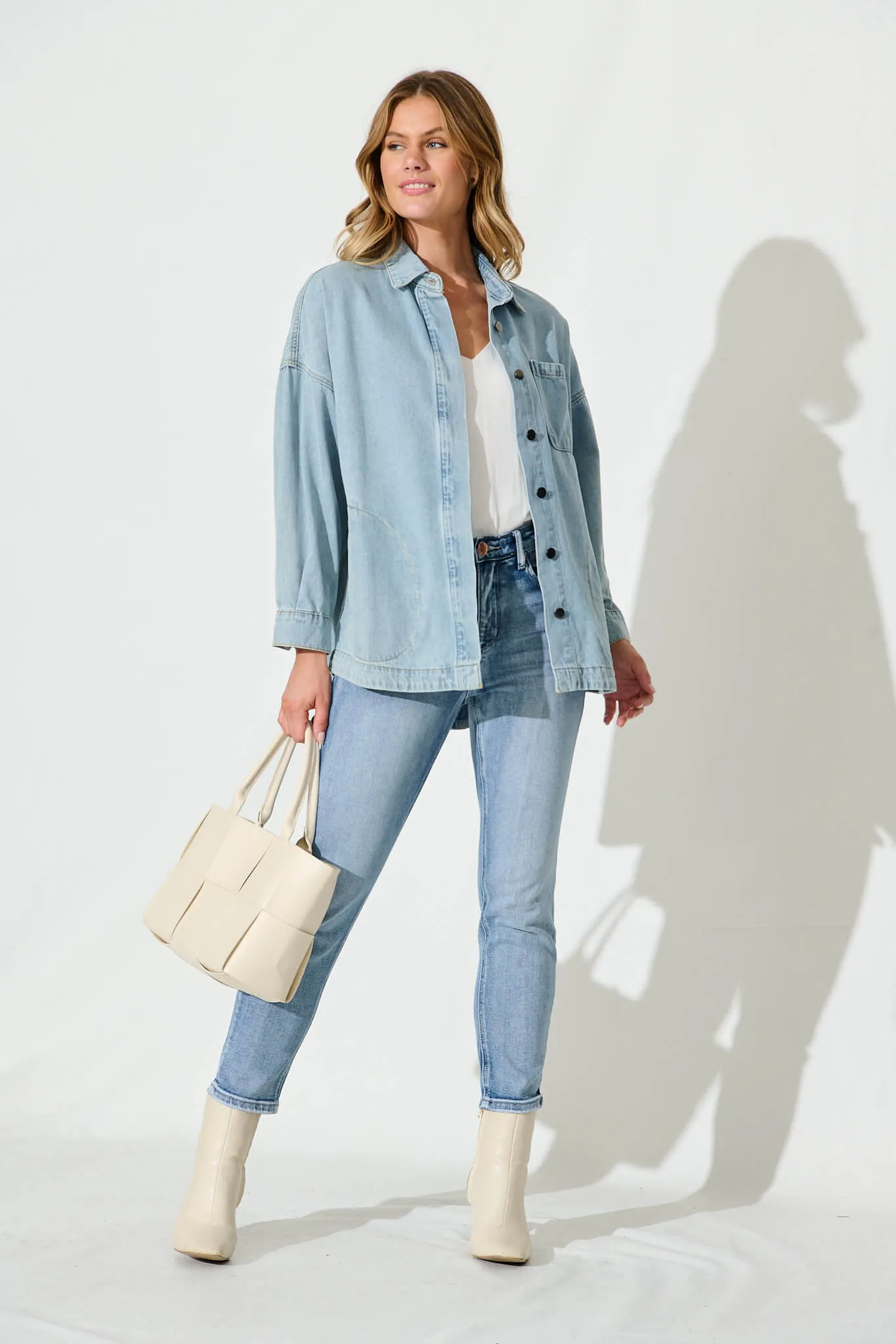 Ollie Denim Jacket In Light Blue