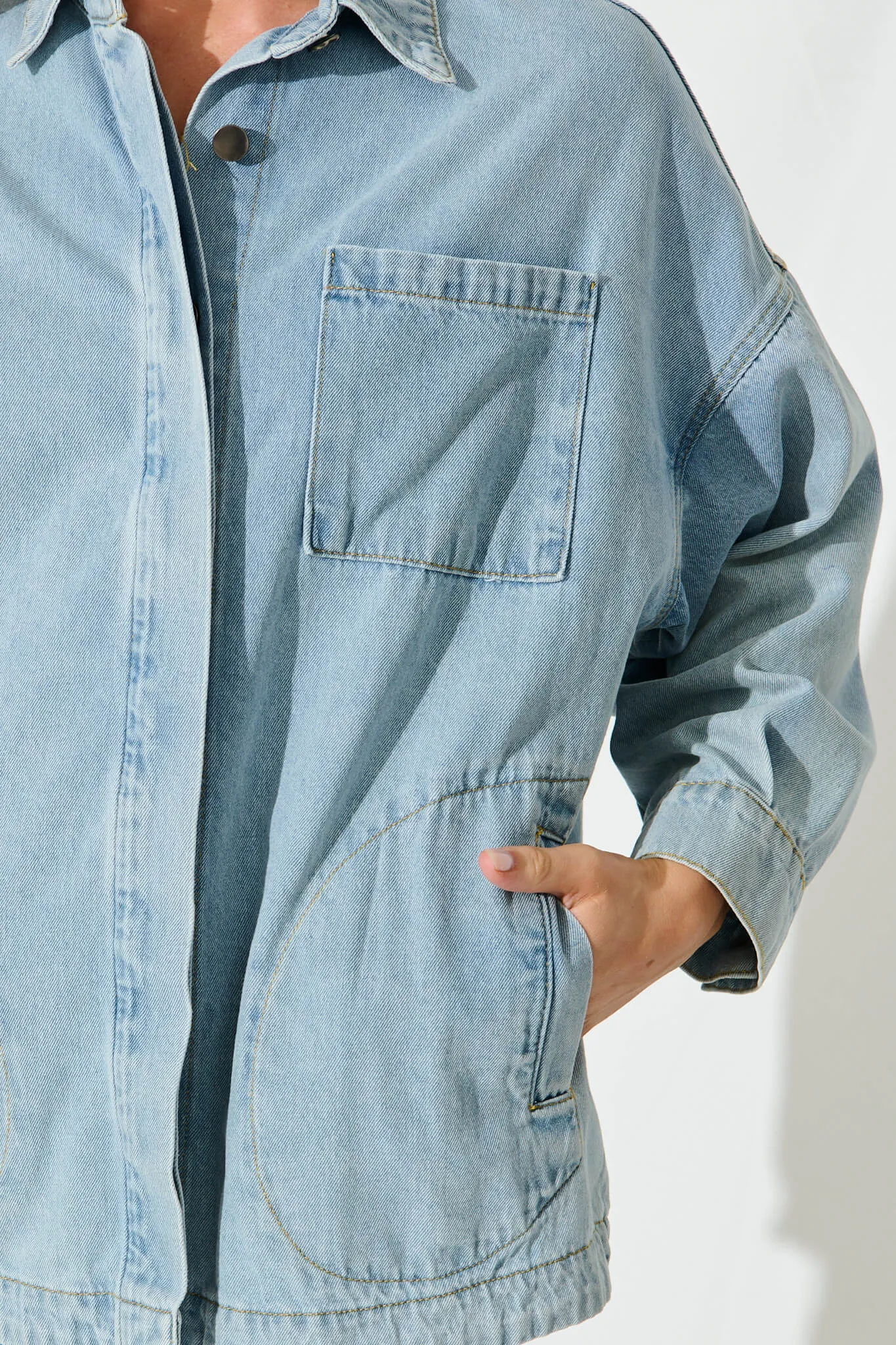 Ollie Denim Jacket In Light Blue