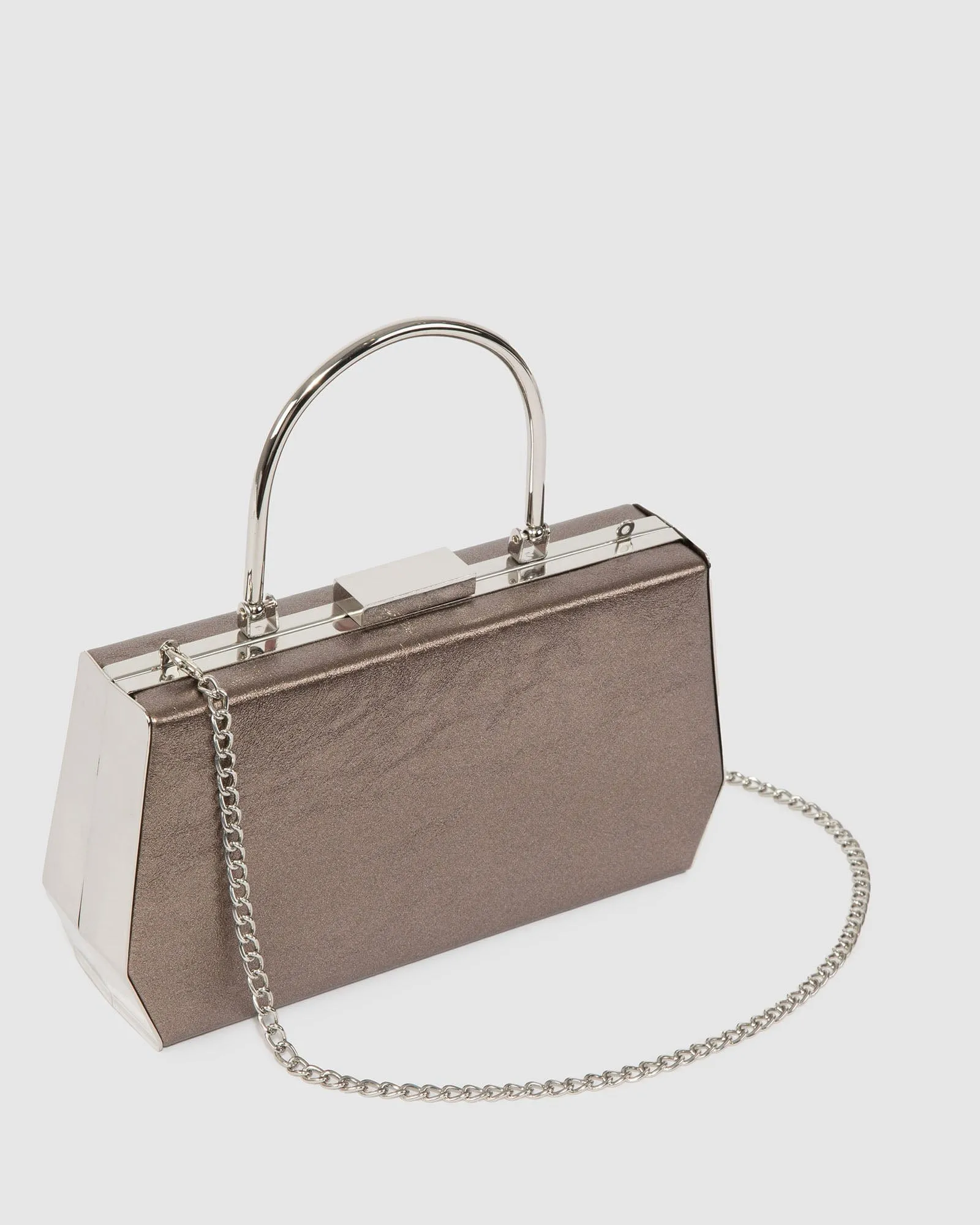 Pewter Gia Top Handle Clutch Bag