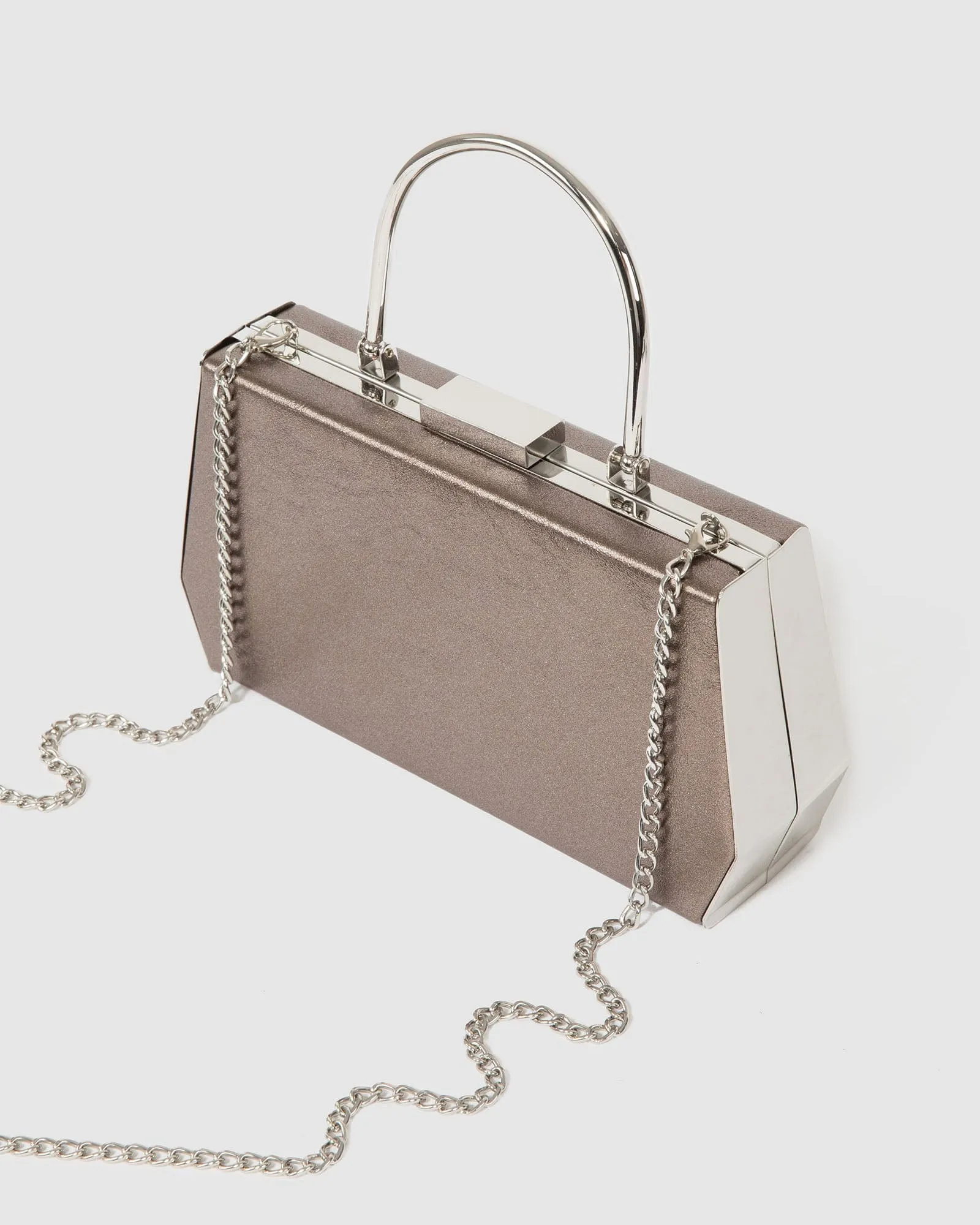 Pewter Gia Top Handle Clutch Bag