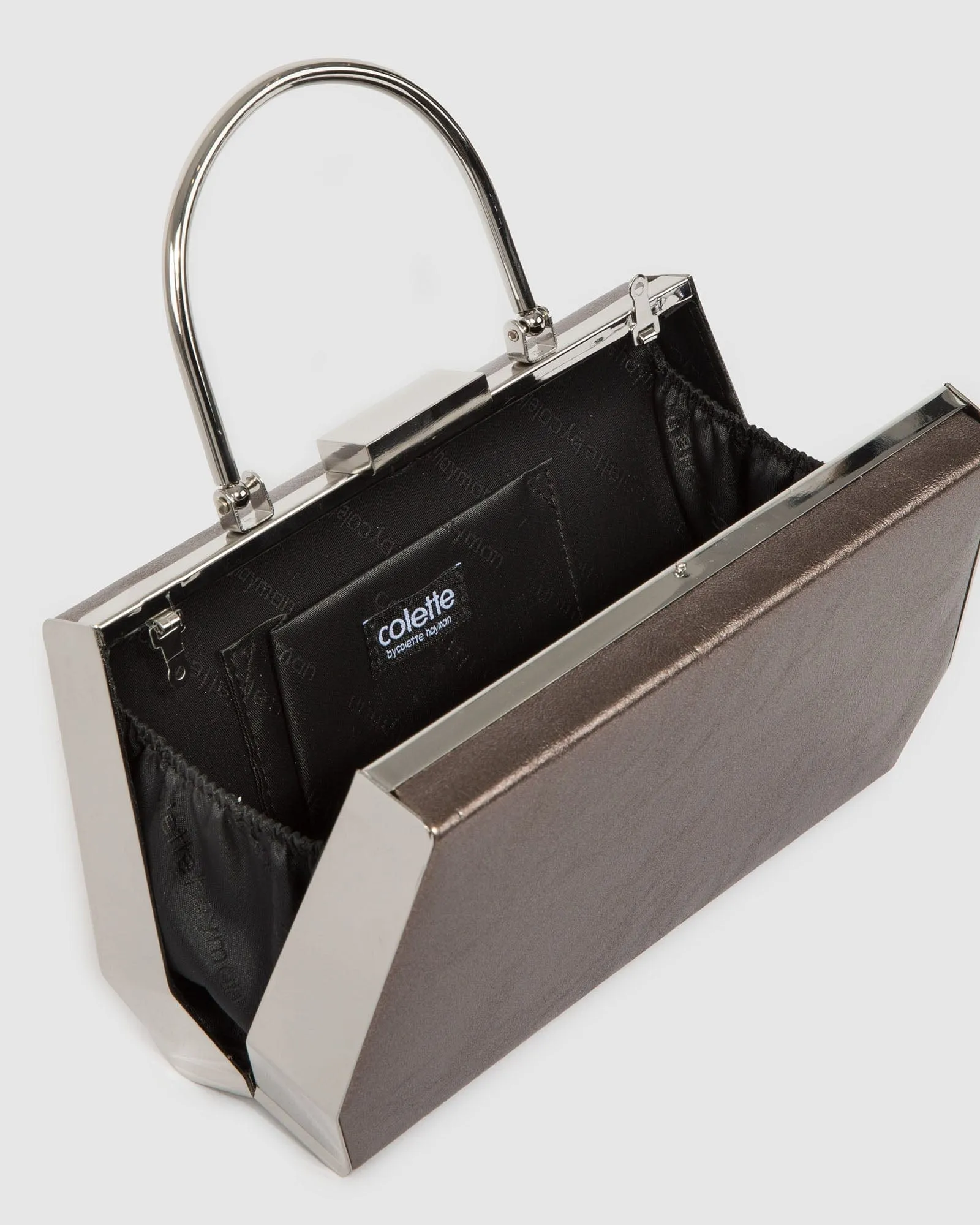 Pewter Gia Top Handle Clutch Bag