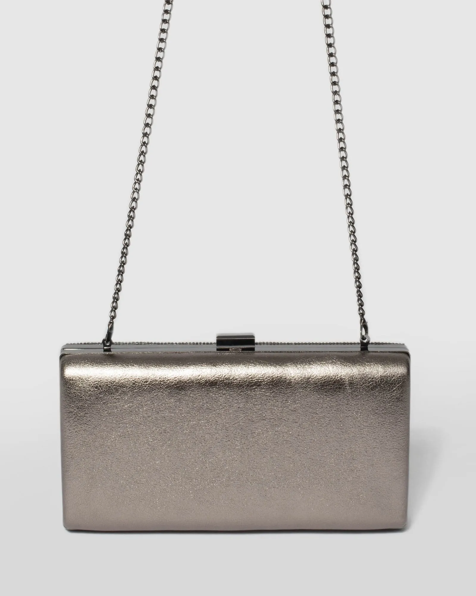 Pewter Margot Hardcase Clutch Bag