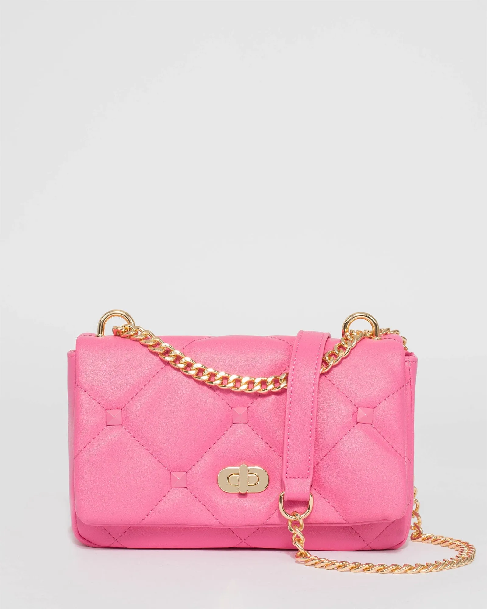 Pink Claire Quilt Crossbody Bag