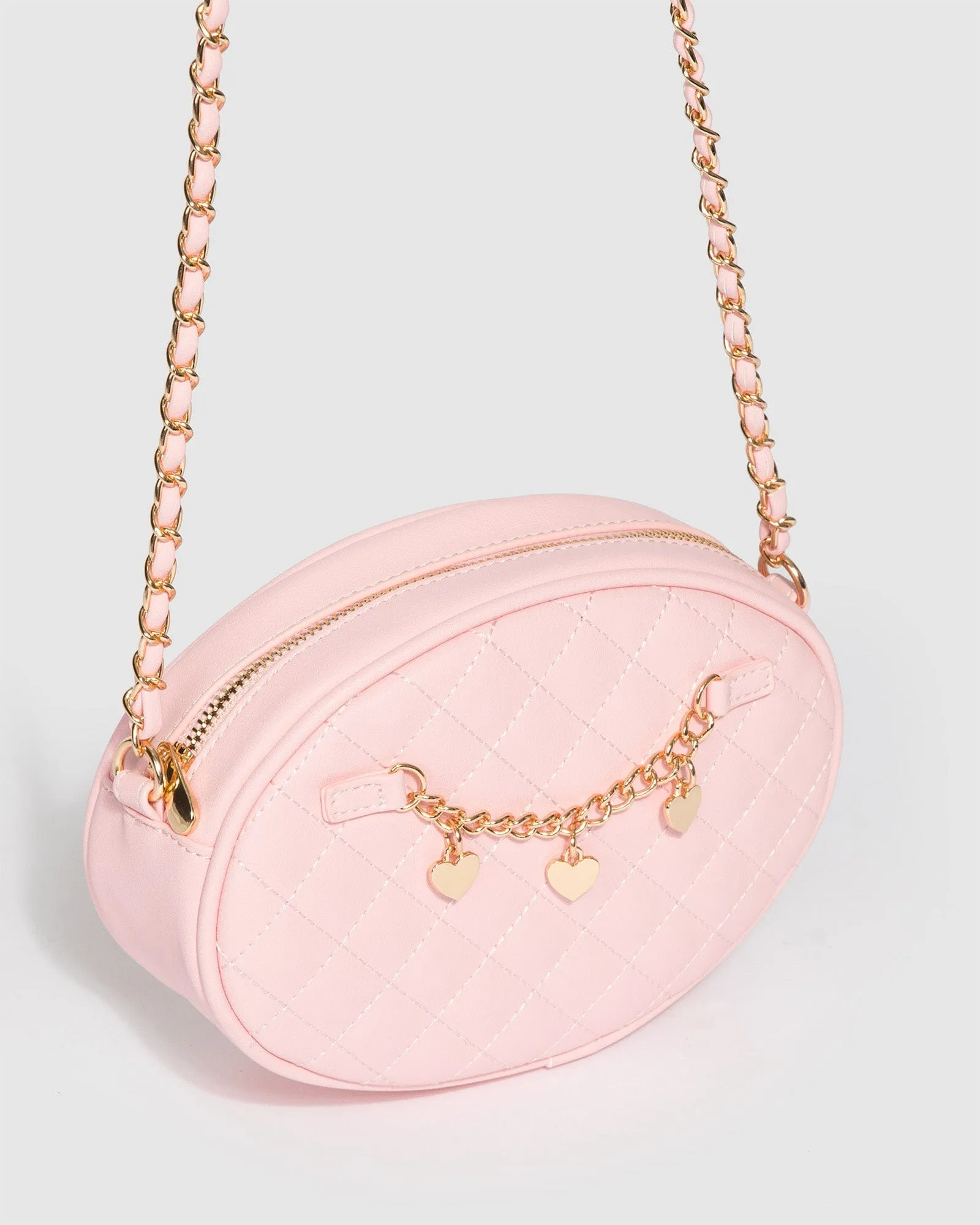 Pink Lilly Quilted Chain Crossbody Bag