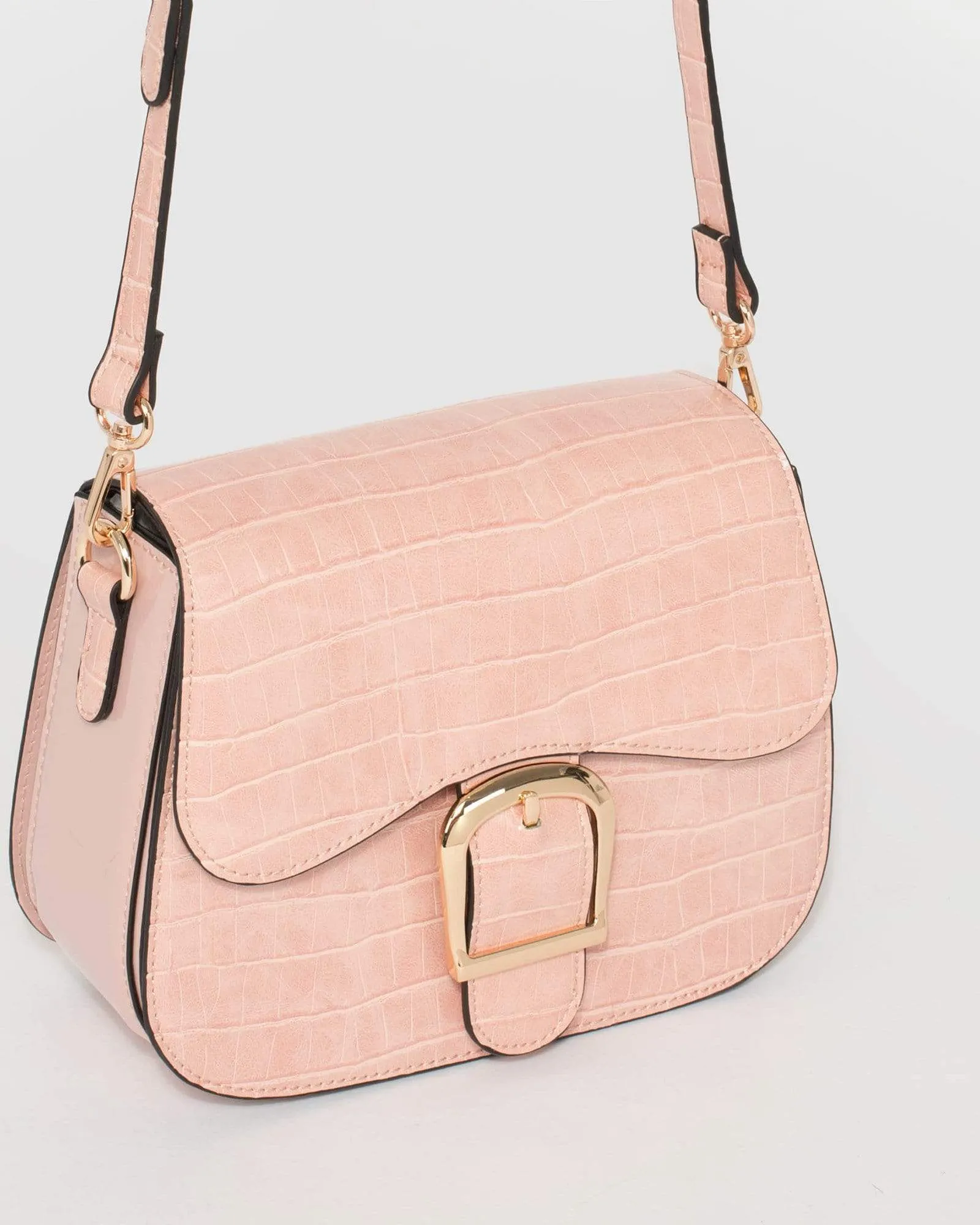 Pink Lindsay Buckle Crossbody Bag