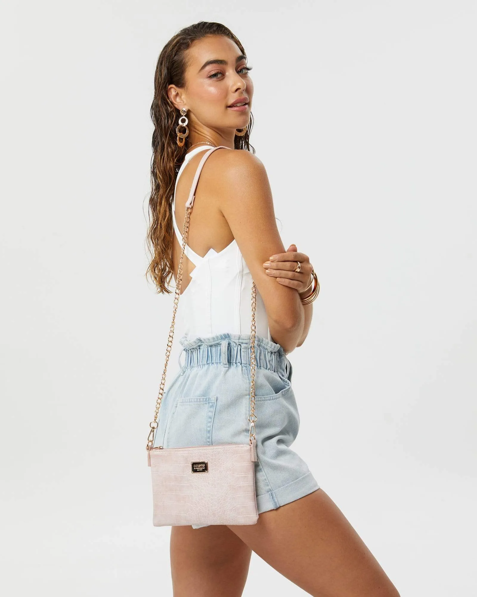 Pink Peta Chain Crossbody Bag