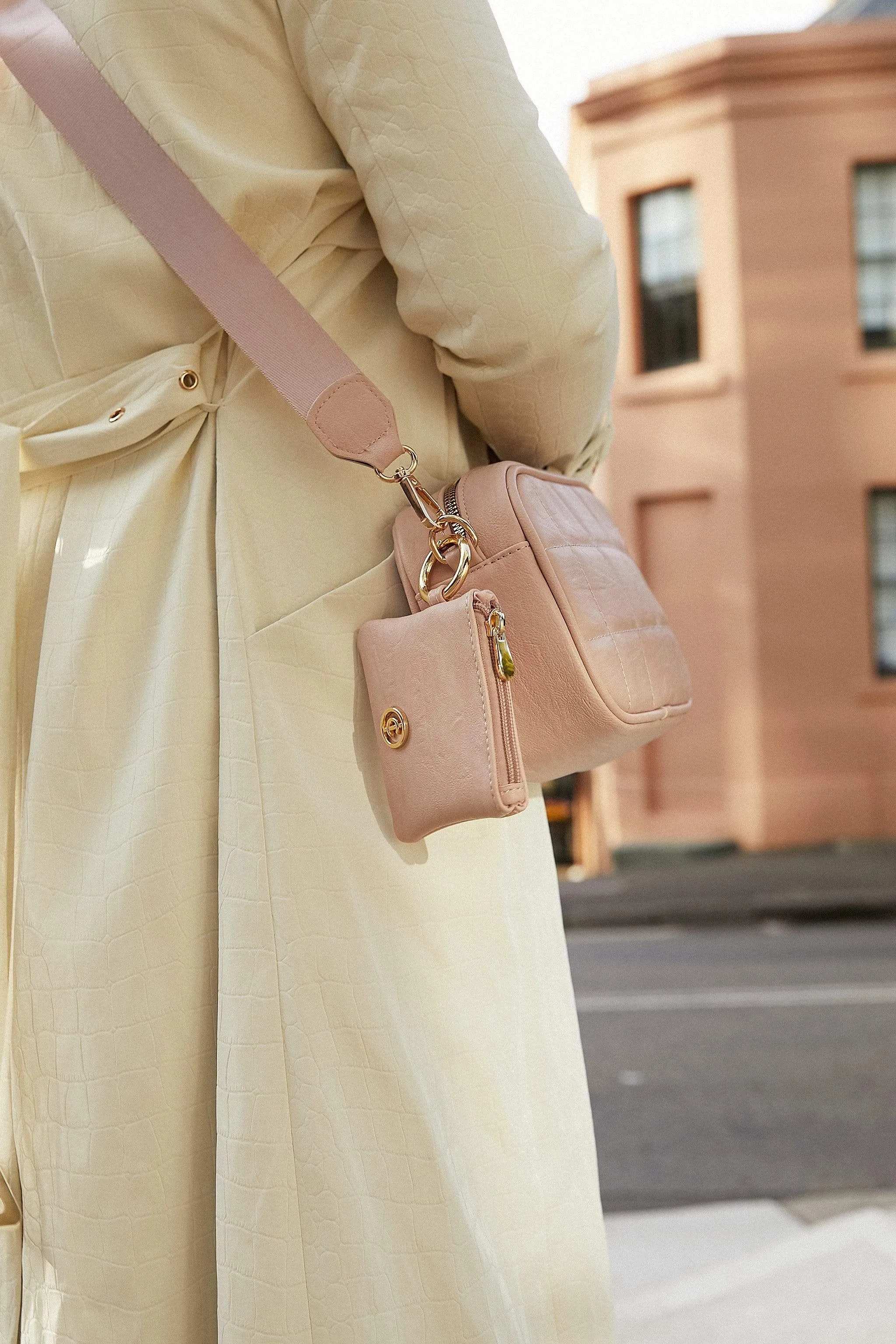 Pink Quilted Crossbody Bag