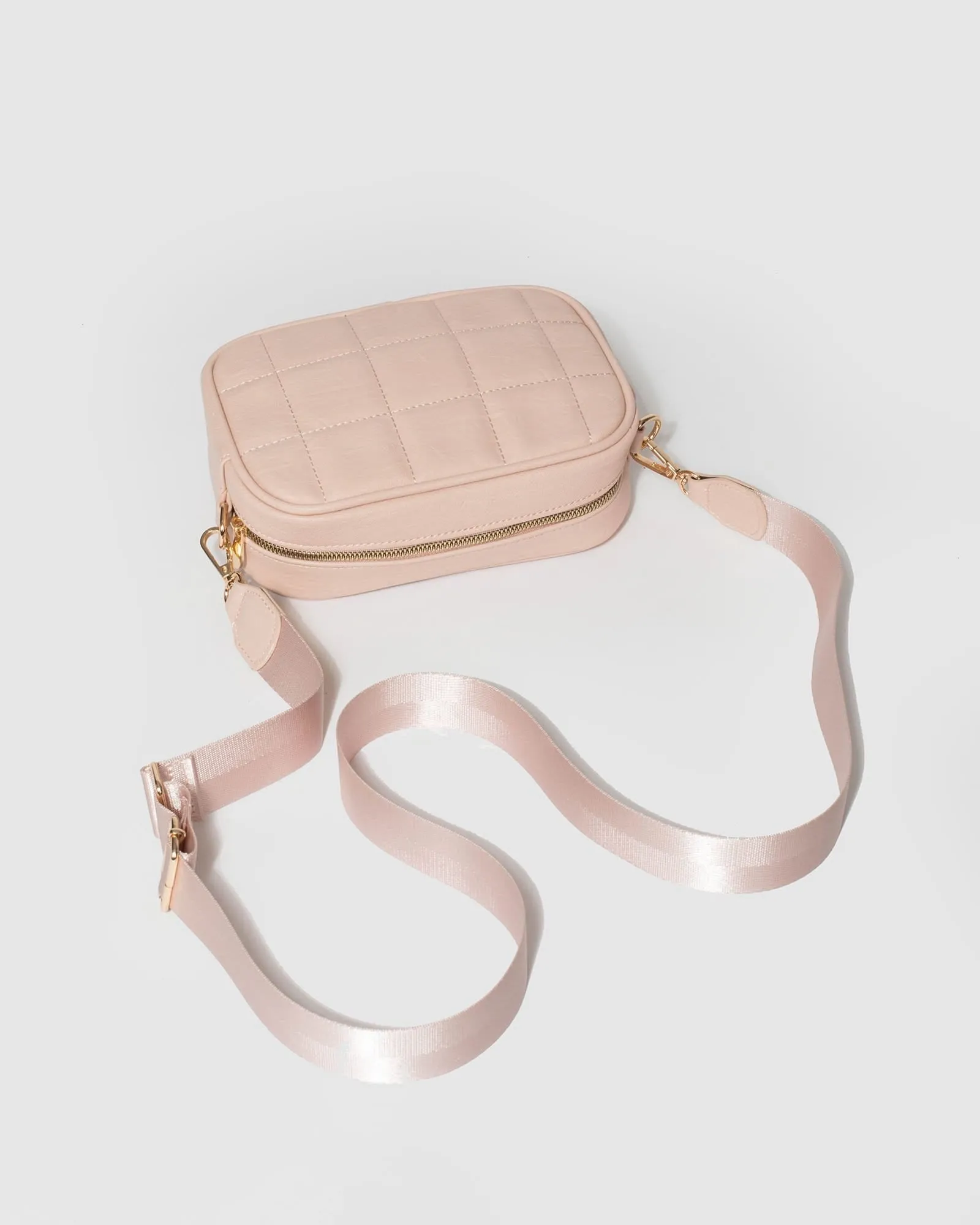 Pink Quilted Crossbody Bag