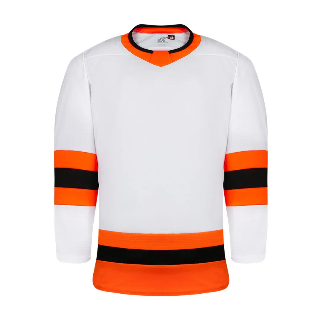 Premium League Hockey Jersey: White/Bright Orange/Black